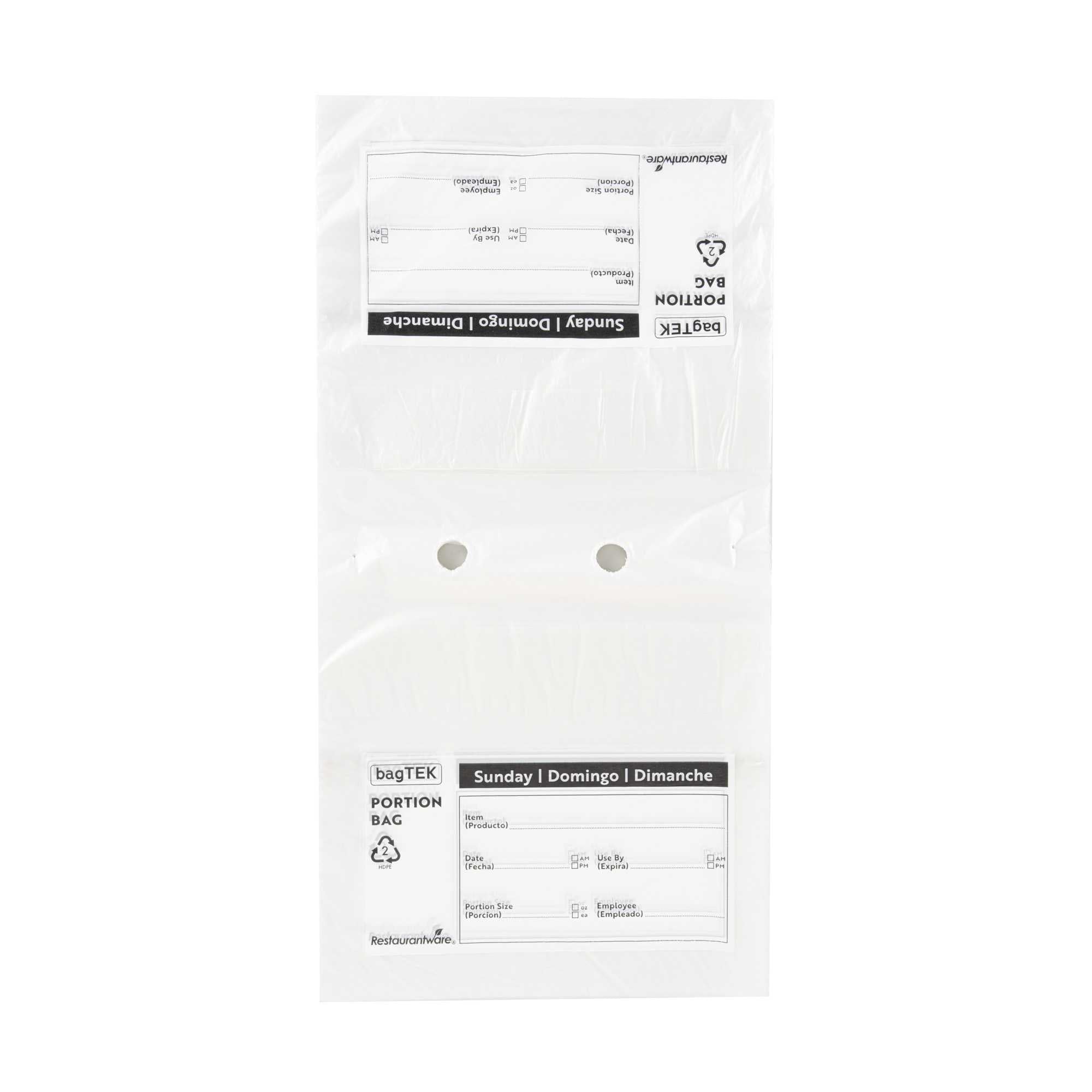 Bag Tek Clear and Black Plastic Day Of The Week Sunday Portion Bag - Trilingual - 8 1/2" x 8 1/2" - 200 count box
