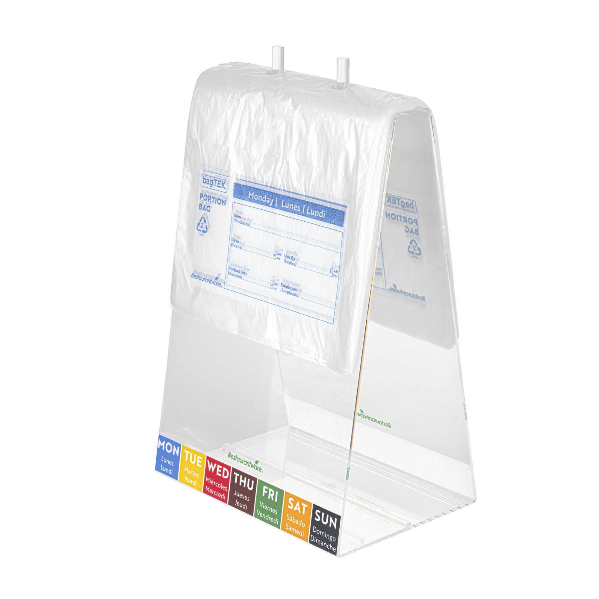 Bag Tek Clear and Blue Plastic Day Of The Week Monday Portion Bag - Trilingual - 8 1/2" x 8 1/2" - 2000 count box