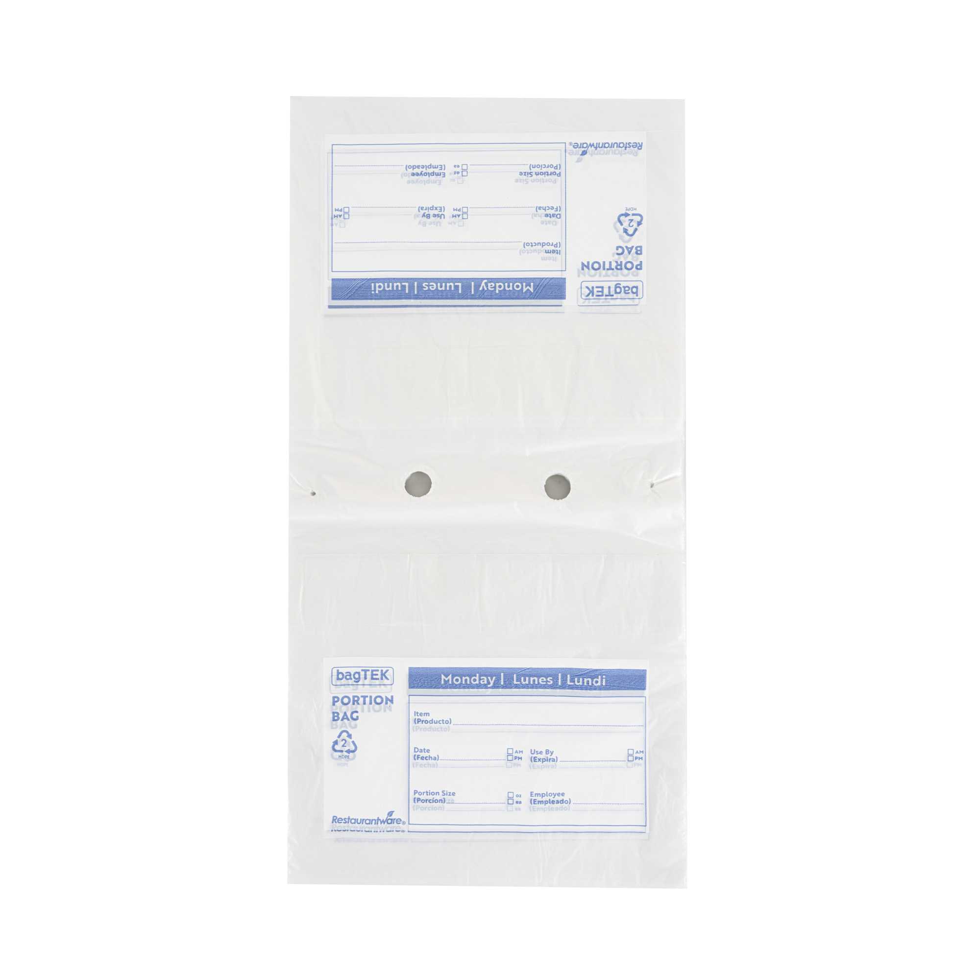 Bag Tek Clear and Blue Plastic Day Of The Week Monday Portion Bag - Trilingual - 8 1/2" x 8 1/2" - 200 count box