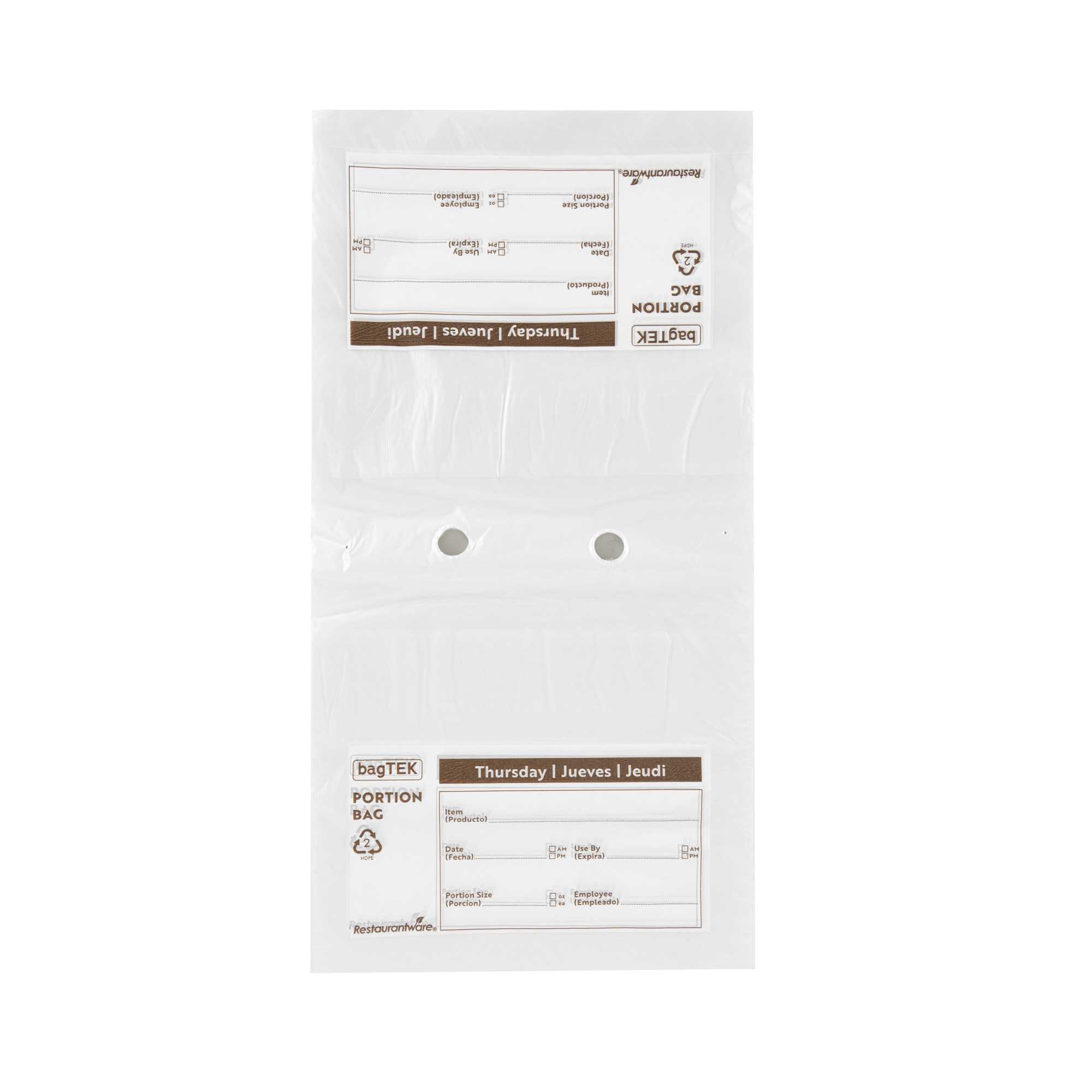 Bag Tek Clear and Brown Plastic Day Of The Week Thursday Portion Bag - Trilingual - 8 1/2" x 8 1/2" - 2000 count box