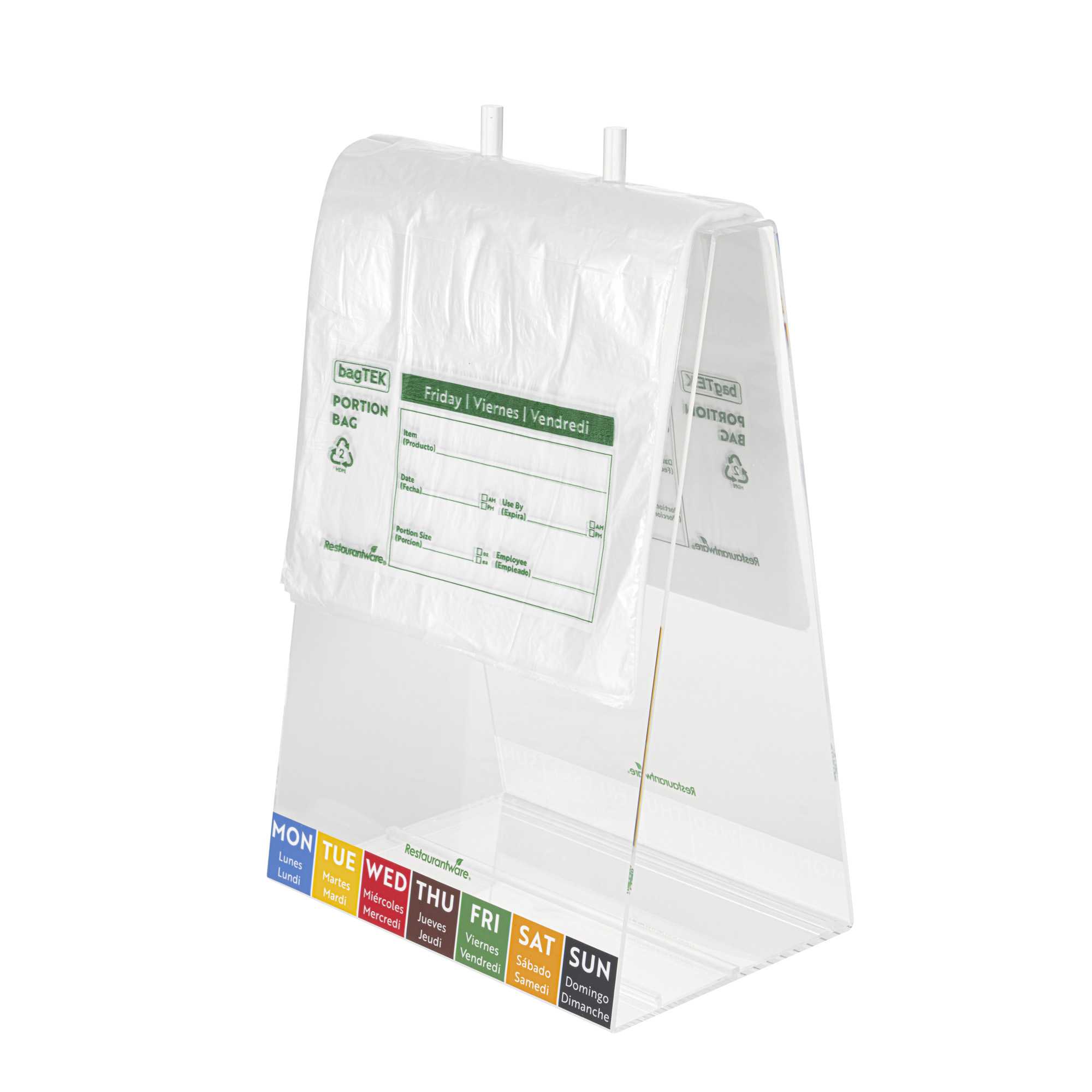 Bag Tek Clear and Green Plastic Day Of The Week Friday Portion Bag - Trilingual - 8 1/2" x 8 1/2" - 2000 count box