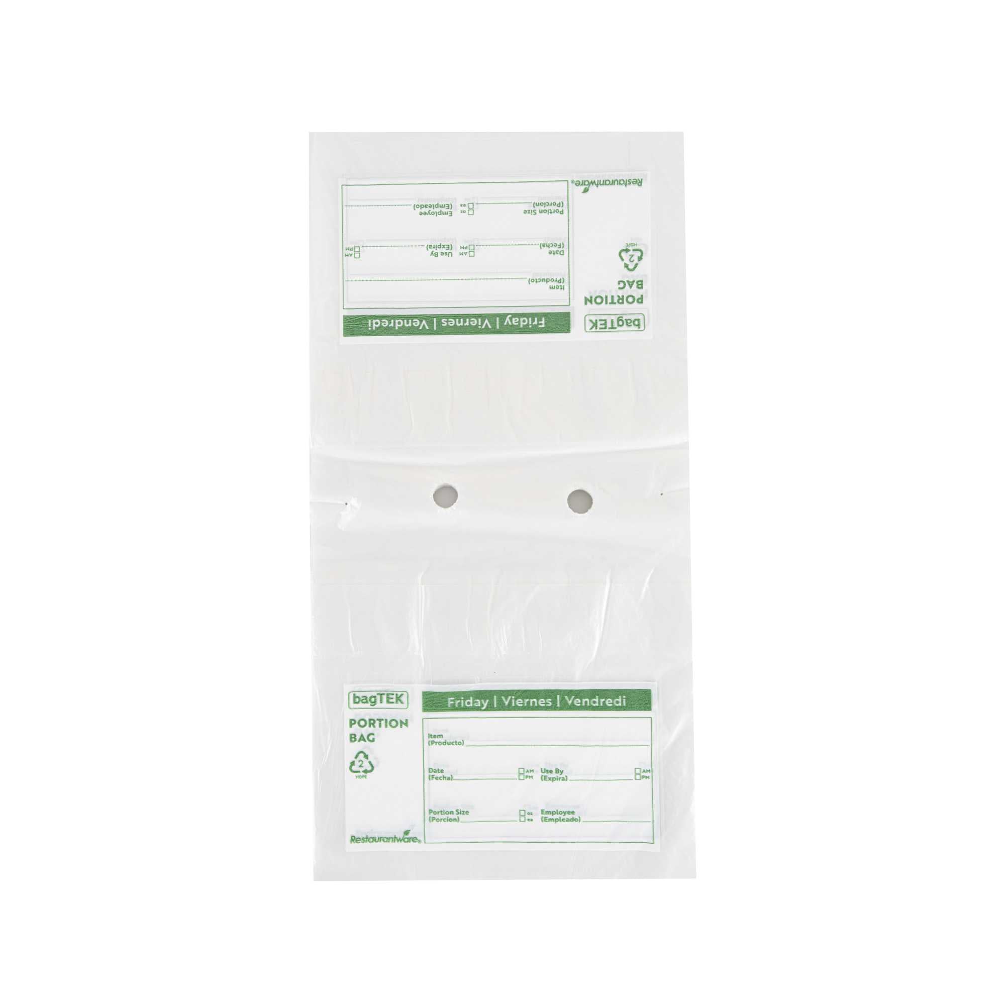 Bag Tek Clear and Green Plastic Day Of The Week Friday Portion Bag - Trilingual - 8 1/2" x 8 1/2" - 2000 count box