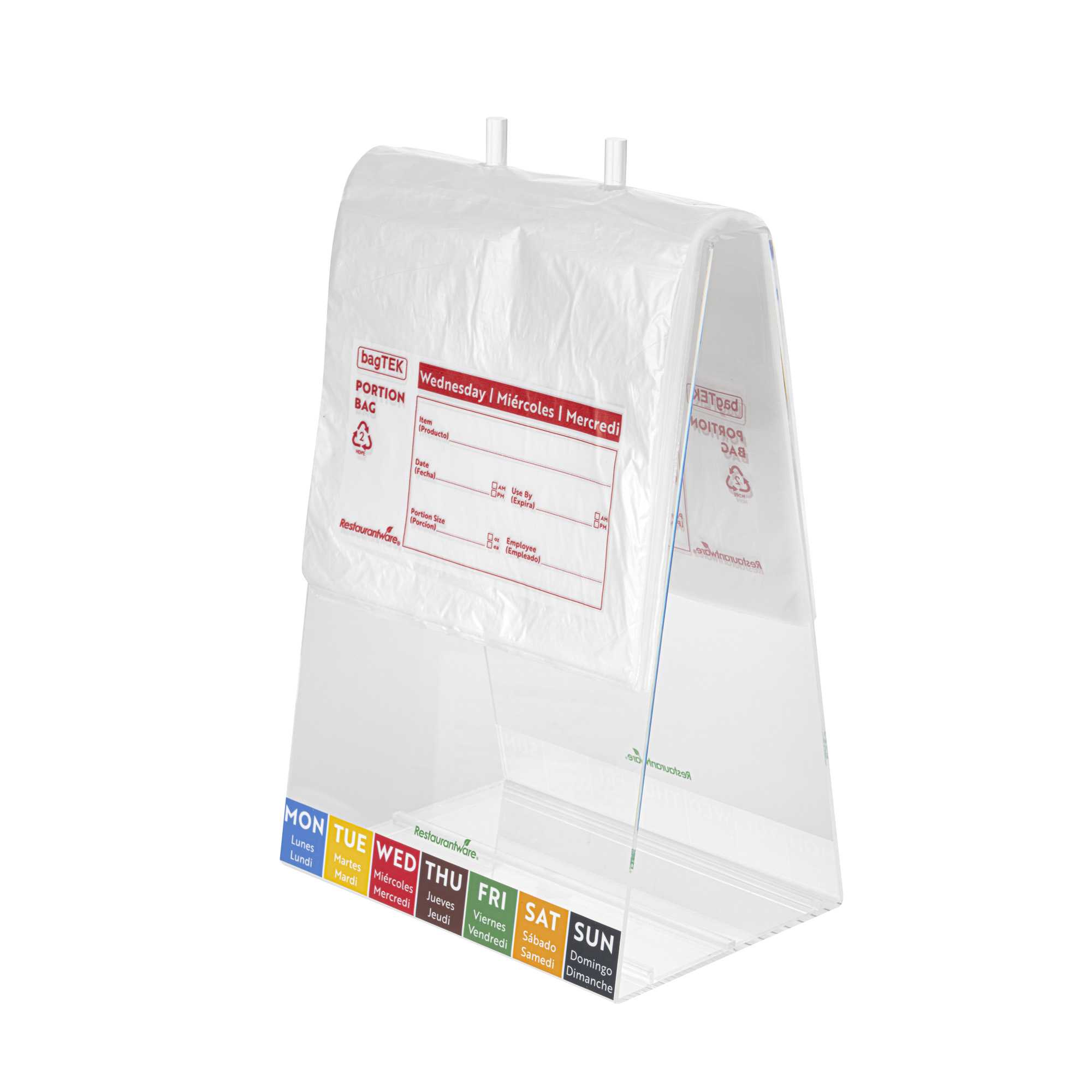 Bag Tek Clear and Red Plastic Day Of The Week Wednesday Portion Bag - Trilingual - 8 1/2" x 8 1/2" - 2000 count box