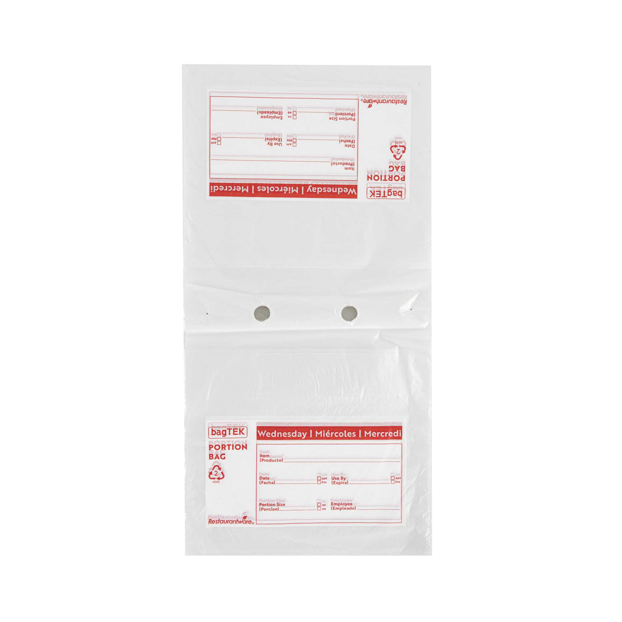 Bag Tek Clear and Red Plastic Day Of The Week Wednesday Portion Bag - Trilingual - 8 1/2" x 8 1/2" - 200 count box