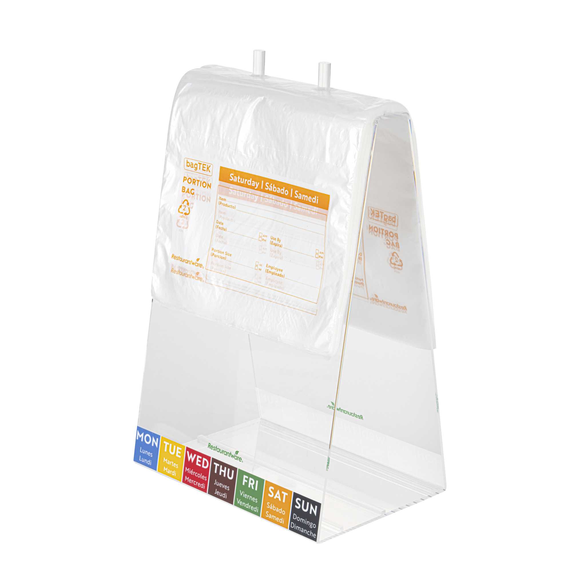 Bag Tek Clear and Orange Plastic Day Of The Week Saturday Portion Bag - Trilingual - 8 1/2" x 8 1/2" - 200 count box
