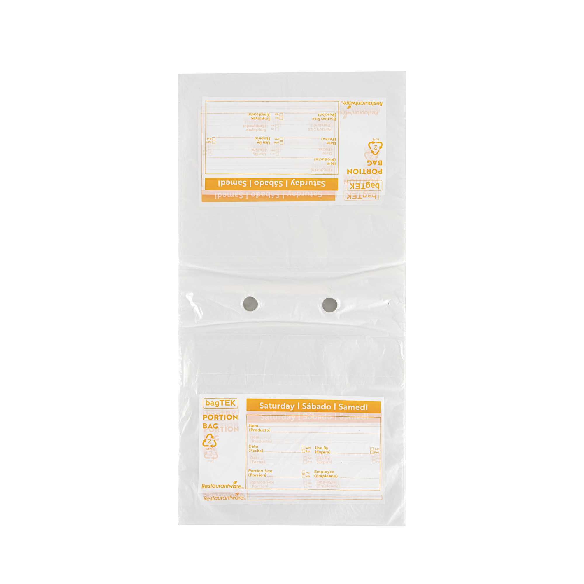 Bag Tek Clear and Orange Plastic Day Of The Week Saturday Portion Bag - Trilingual - 8 1/2" x 8 1/2" - 200 count box