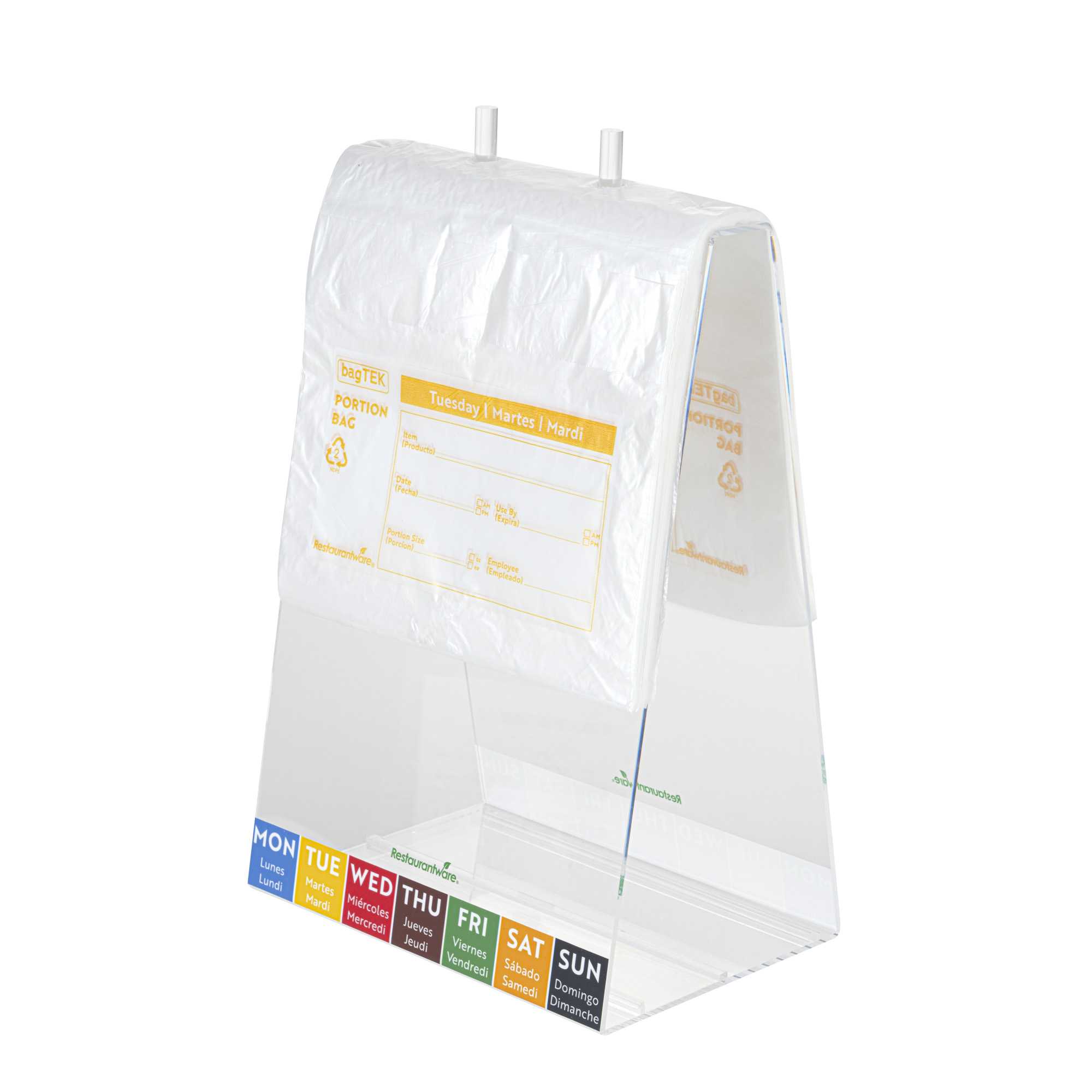 Bag Tek Clear and Yellow Plastic Day Of The Week Tuesday Portion Bag - Trilingual - 8 1/2" x 8 1/2" - 200 count box