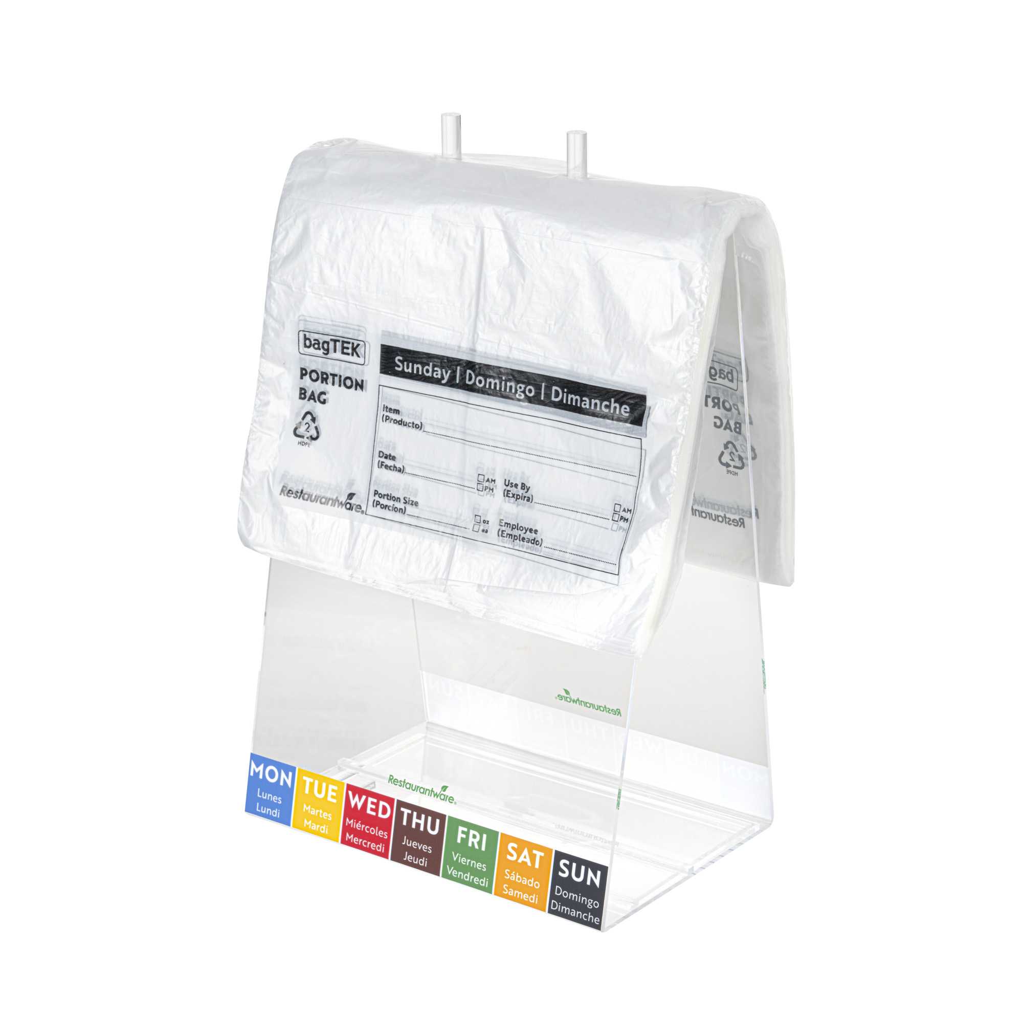 Bag Tek Clear and Black Plastic Day Of The Week Sunday Portion Bag - Trilingual - 10" x 8 1/2" - 200 count box