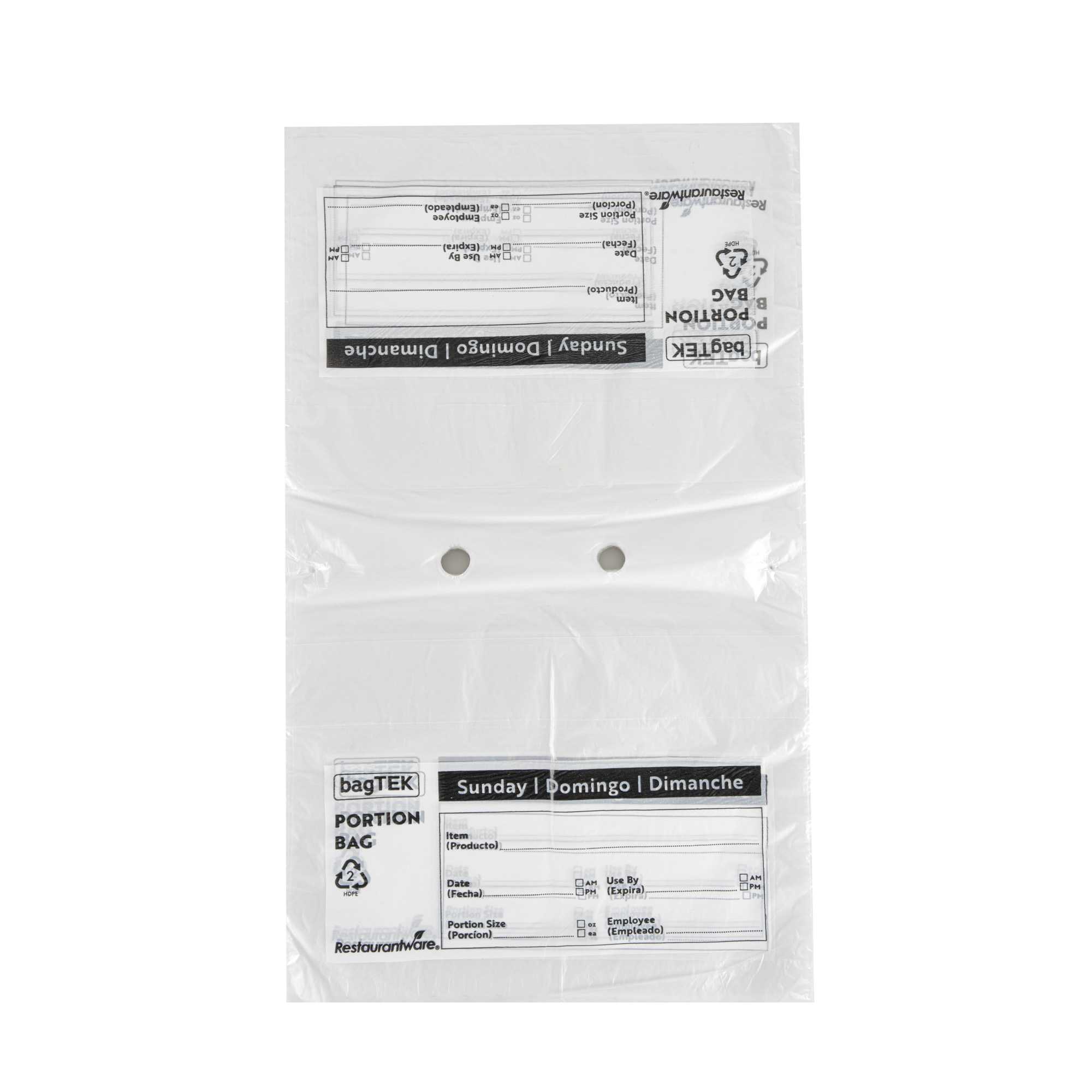 Bag Tek Clear and Black Plastic Day Of The Week Sunday Portion Bag - Trilingual - 10" x 8 1/2" - 200 count box