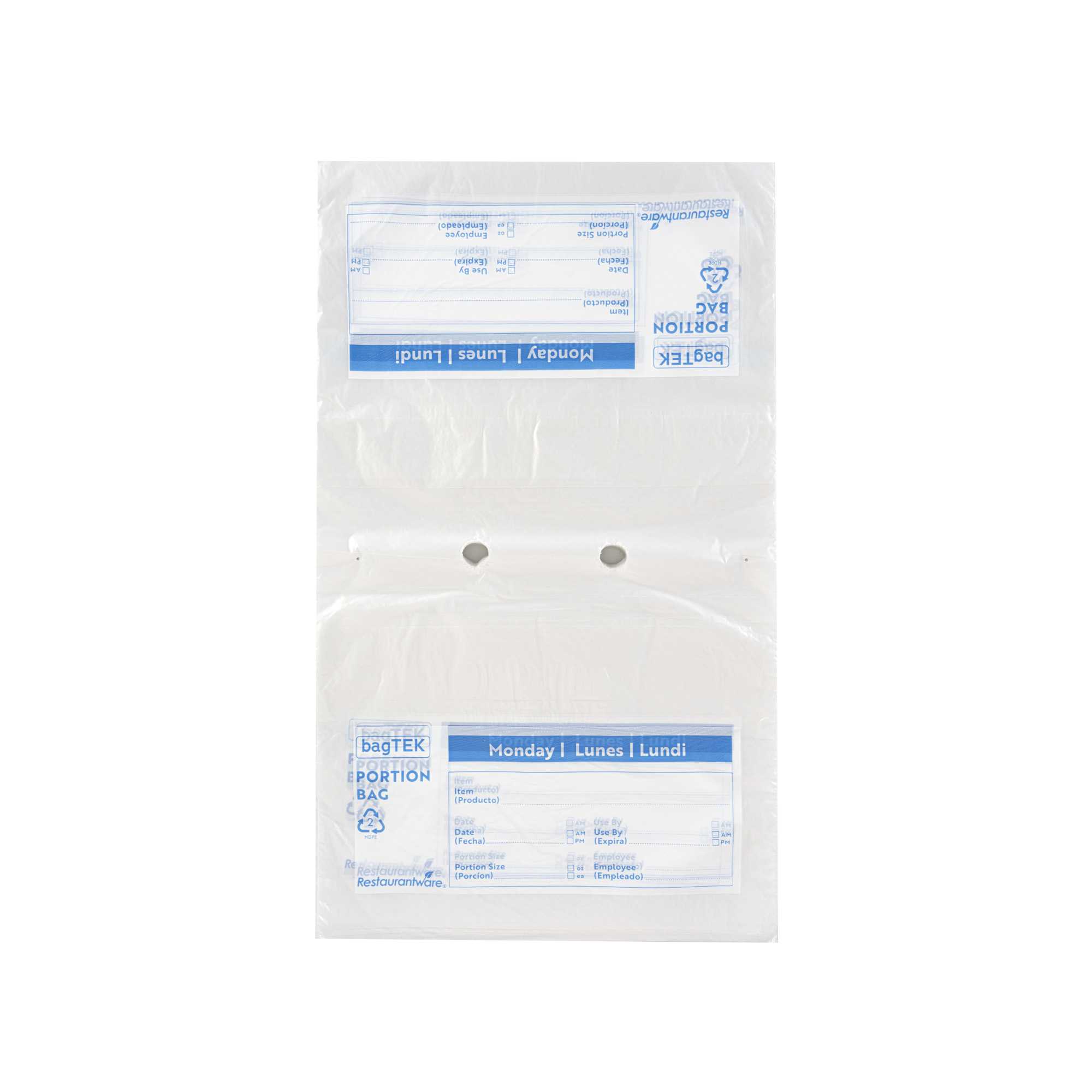 Bag Tek Clear and Blue Plastic Day Of The Week Monday Portion Bag - Trilingual - 10" x 8 1/2" - 200 count box