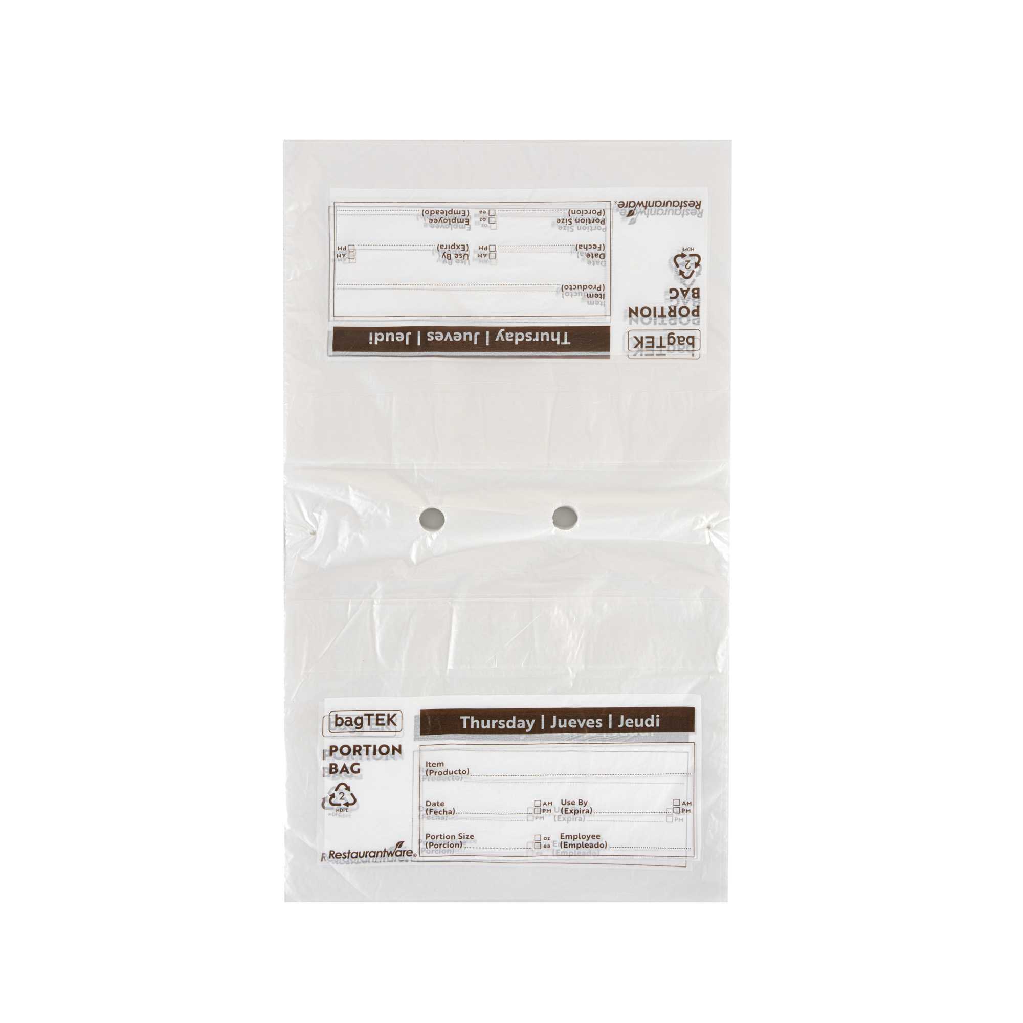 Bag Tek Clear and Brown Plastic Day Of The Week Thursday Portion Bag - Trilingual - 10" x 8 1/2" - 200 count box