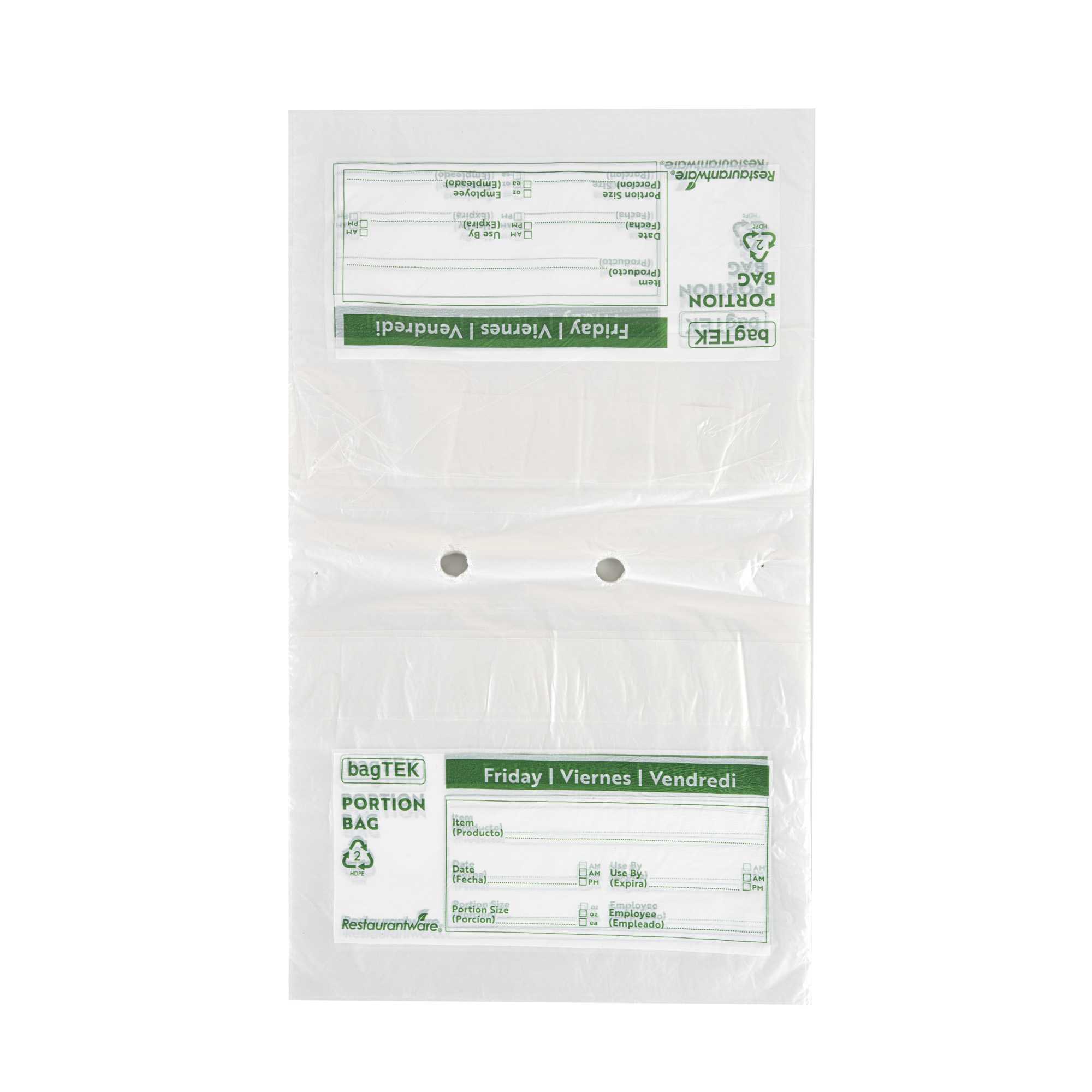 Bag Tek Clear and Green Plastic Day Of The Week Friday Portion Bag - Trilingual - 10" x 8 1/2" - 2000 count box