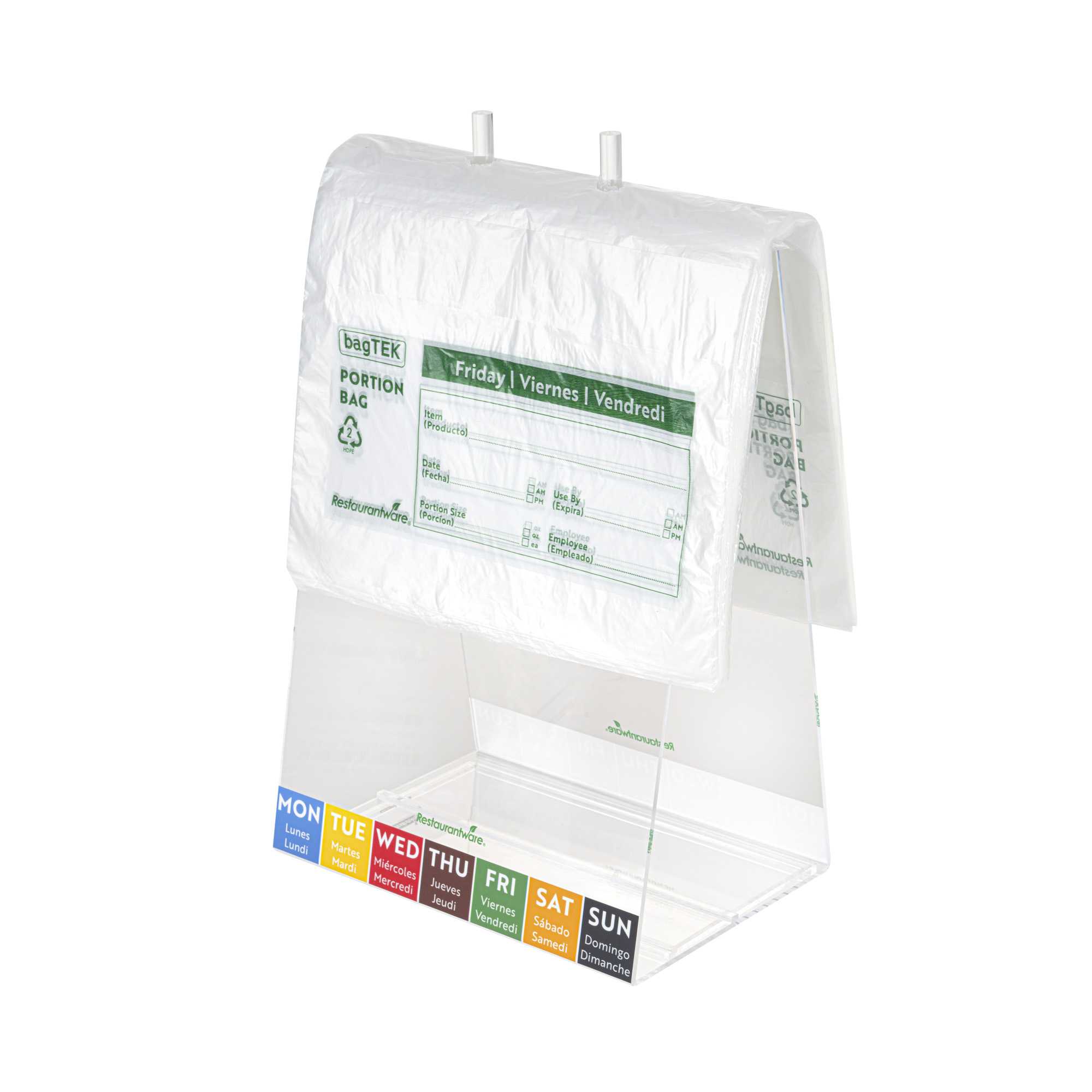 Bag Tek Clear and Green Plastic Day Of The Week Friday Portion Bag - Trilingual - 10" x 8 1/2" - 200 count box