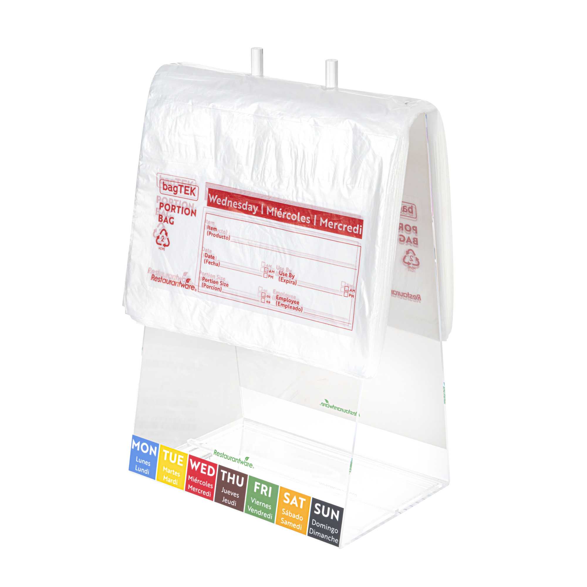 Bag Tek Clear and Red Plastic Day Of The Week Wednesday Portion Bag - Trilingual - 10" x 8 1/2" - 2000 count box