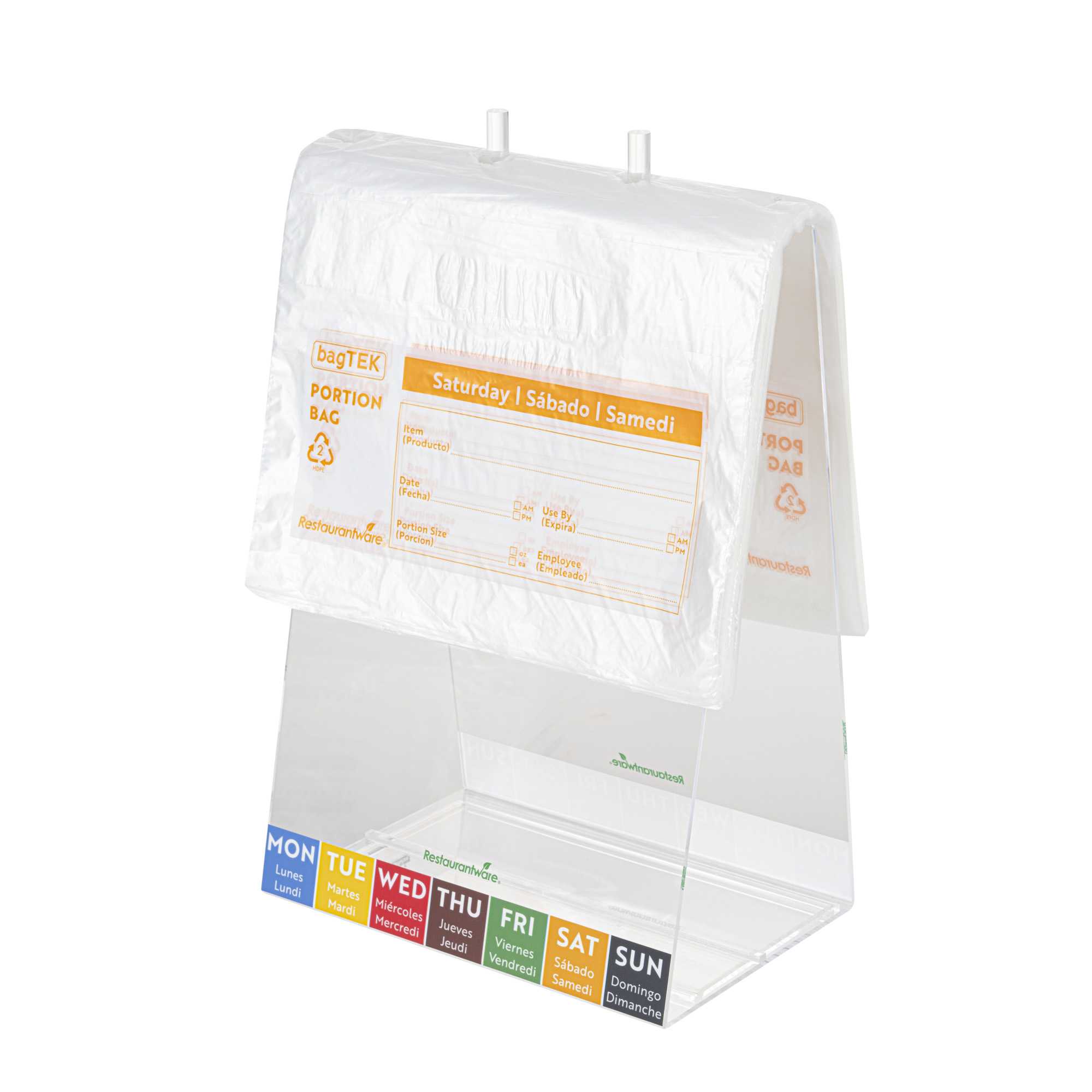 Bag Tek Clear and Orange Plastic Day Of The Week Saturday Portion Bag - Trilingual - 10" x 8 1/2" - 2000 count box