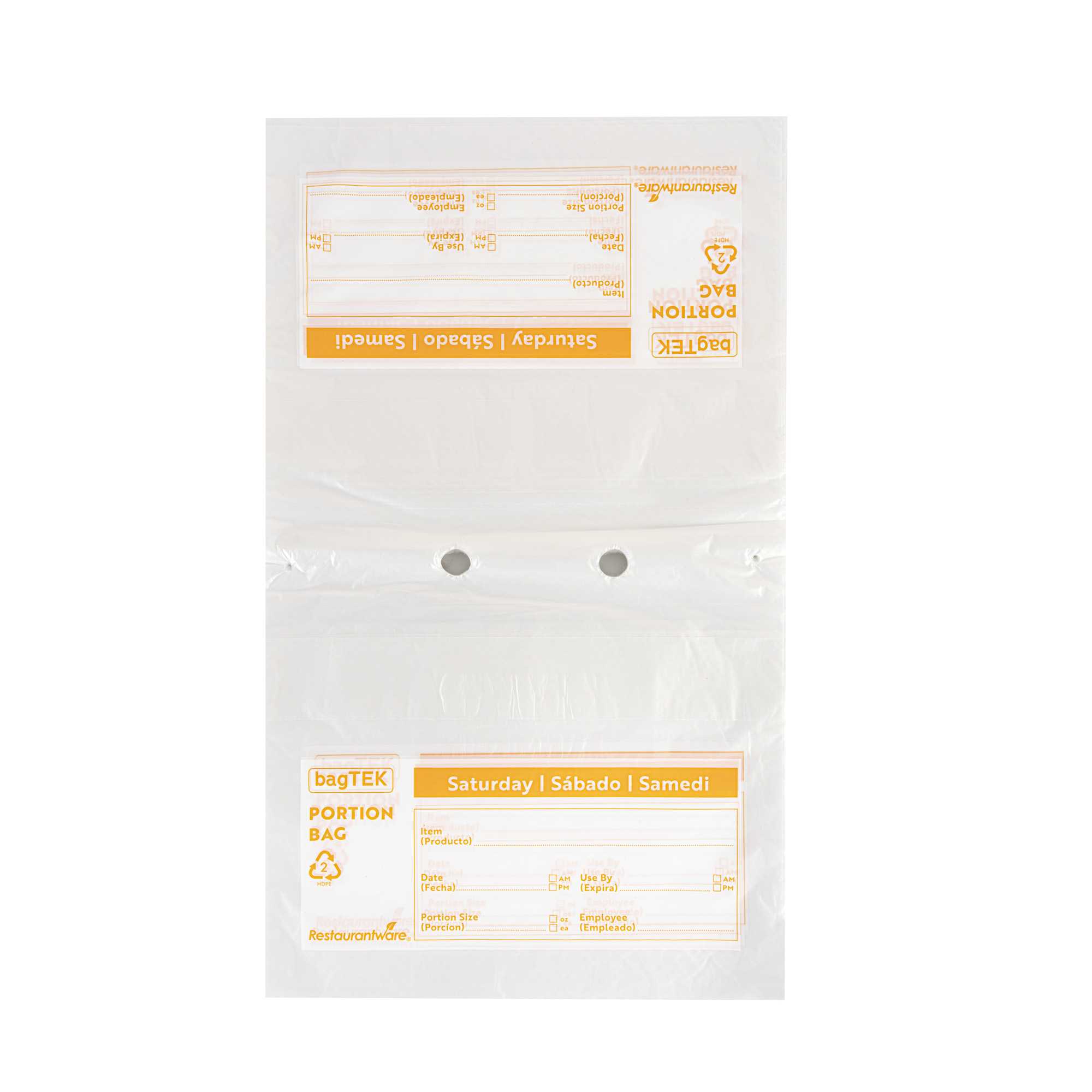 Bag Tek Clear and Orange Plastic Day Of The Week Saturday Portion Bag - Trilingual - 10" x 8 1/2" - 200 count box
