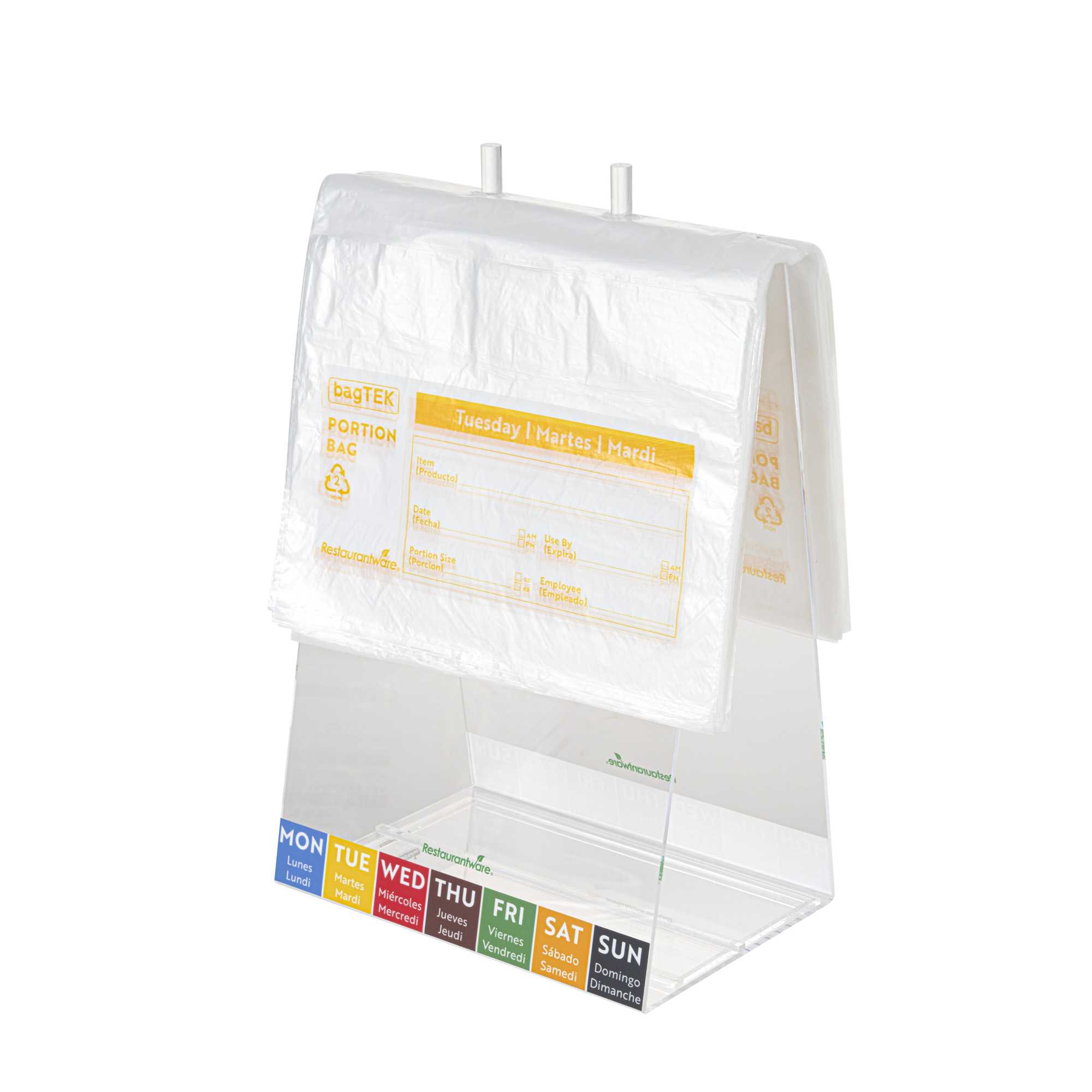 Bag Tek Clear and Yellow Plastic Day Of The Week Tuesday Portion Bag - Trilingual - 10" x 8 1/2" - 200 count box