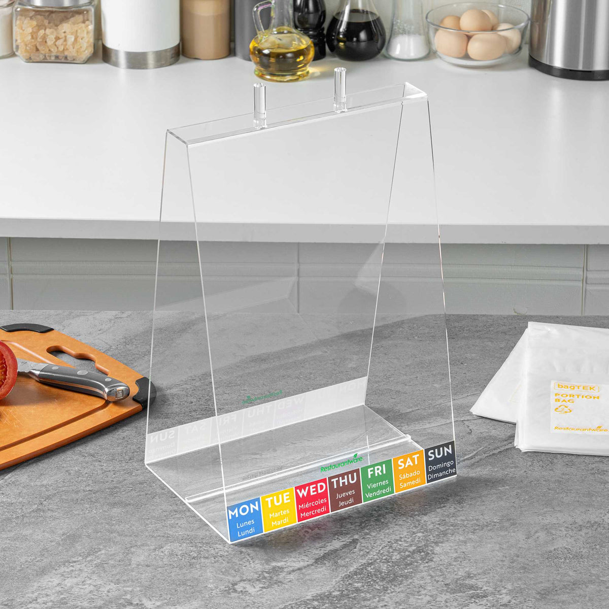 Bag Tek Clear Acrylic Portion Bag Dispenser - 9" x 6 1/4" x 13 1/4" - 1 count box