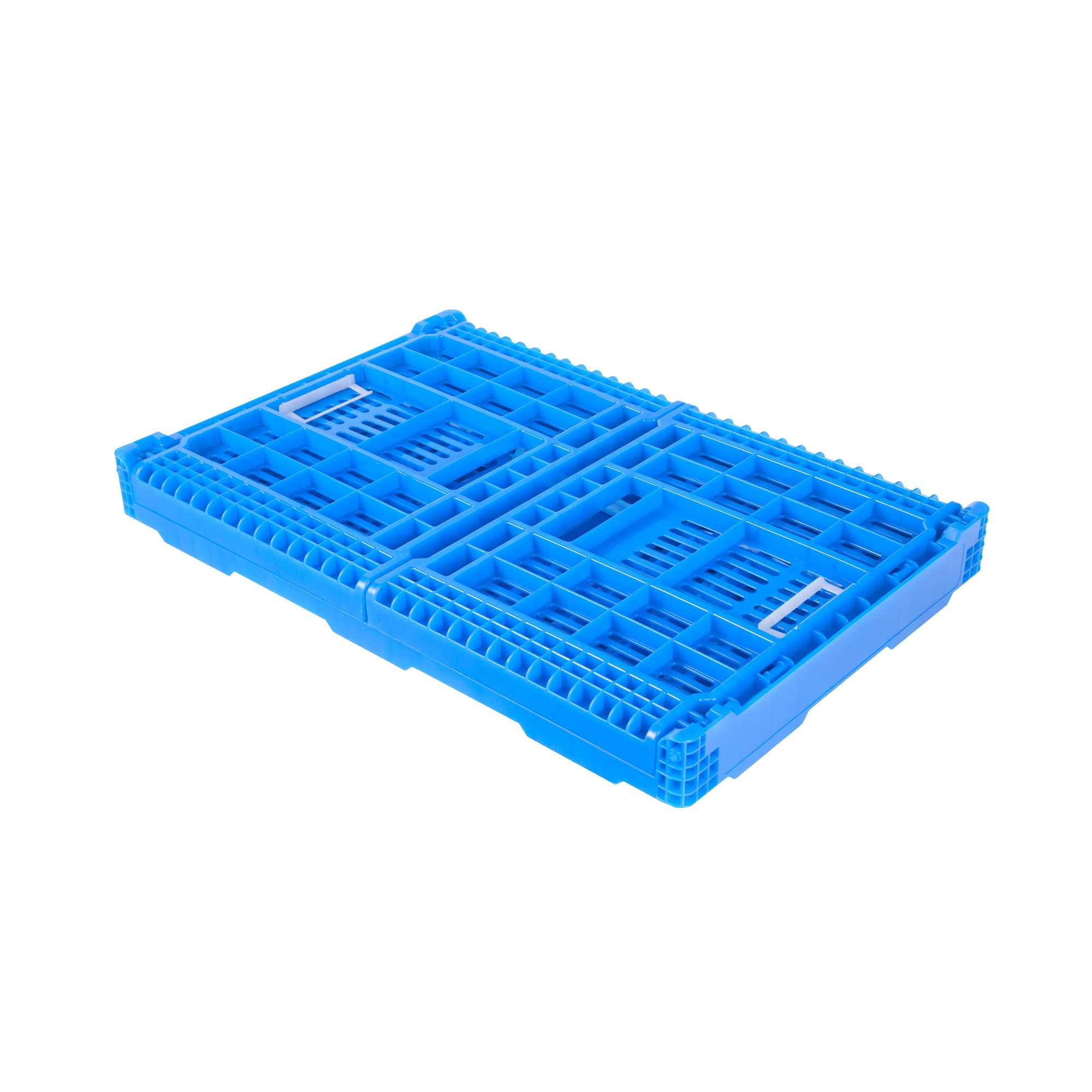 Cater Tek Rectangle Blue Plastic Collapsible Crate - Vented, Stackable - 23 3/4" x 15 3/4" x 13 1/2" - 1 count box