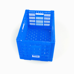 Cater Tek Rectangle Blue Plastic Collapsible Crate - Vented, Stackable - 23 3/4