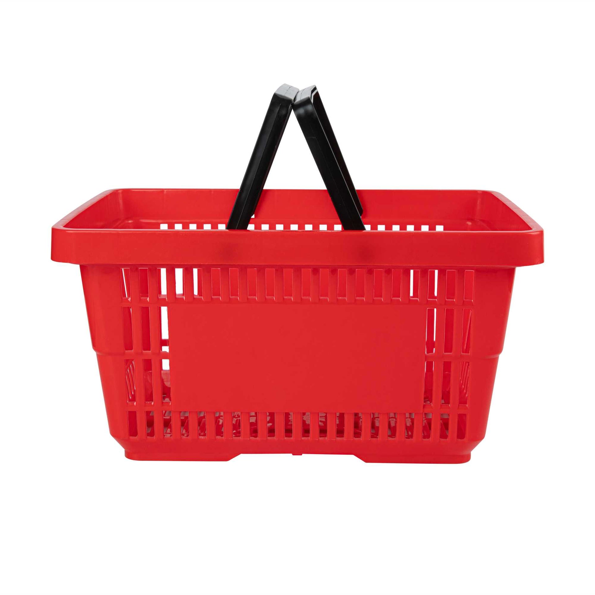 Shop Tek Red Plastic Grocery Market Shopping Basket - with Plastic Handles - 17" x 11 3/4" - 10 count box