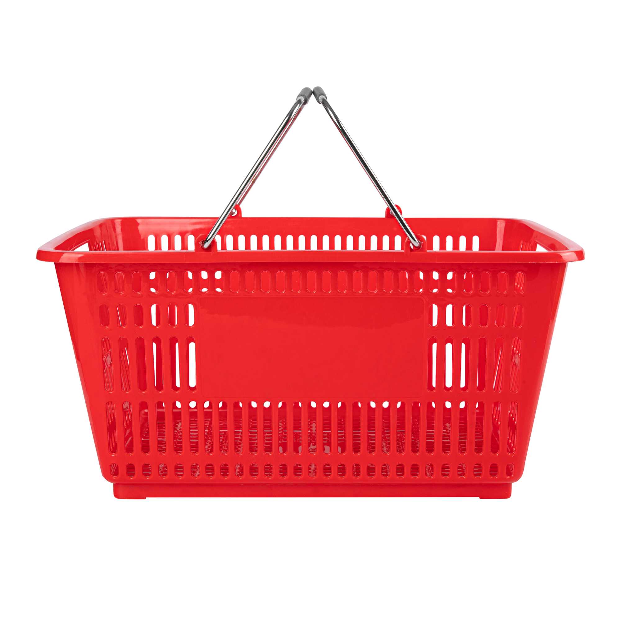 Shop Tek Red Plastic Grocery Market Shopping Basket - with Steel Handles - 19 1/4" x 13" - 10 count box