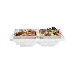 TURBOHEAT White Plastic Flameless Disposable Food Warming Tray - For 2 Half Size Pans - 5 count box