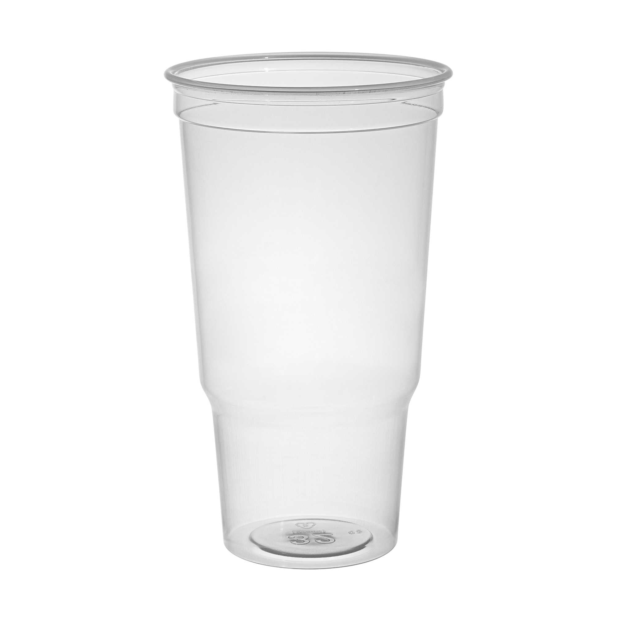Chef 101 32 oz Clear Plastic Cold Cup - 4 1/4" x 4 1/4" x 7" - 25 count box