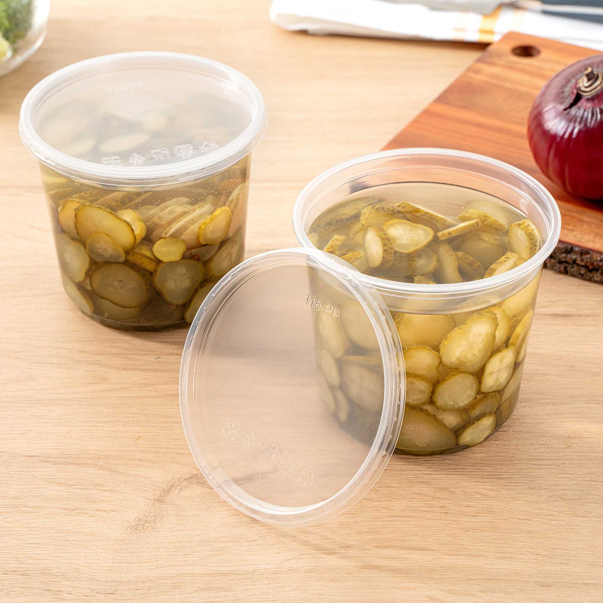 SustainaLite Clear Plastic Lid - Fits 8, 12, 16, 24 and 32 oz Deli Containers - 50 count box