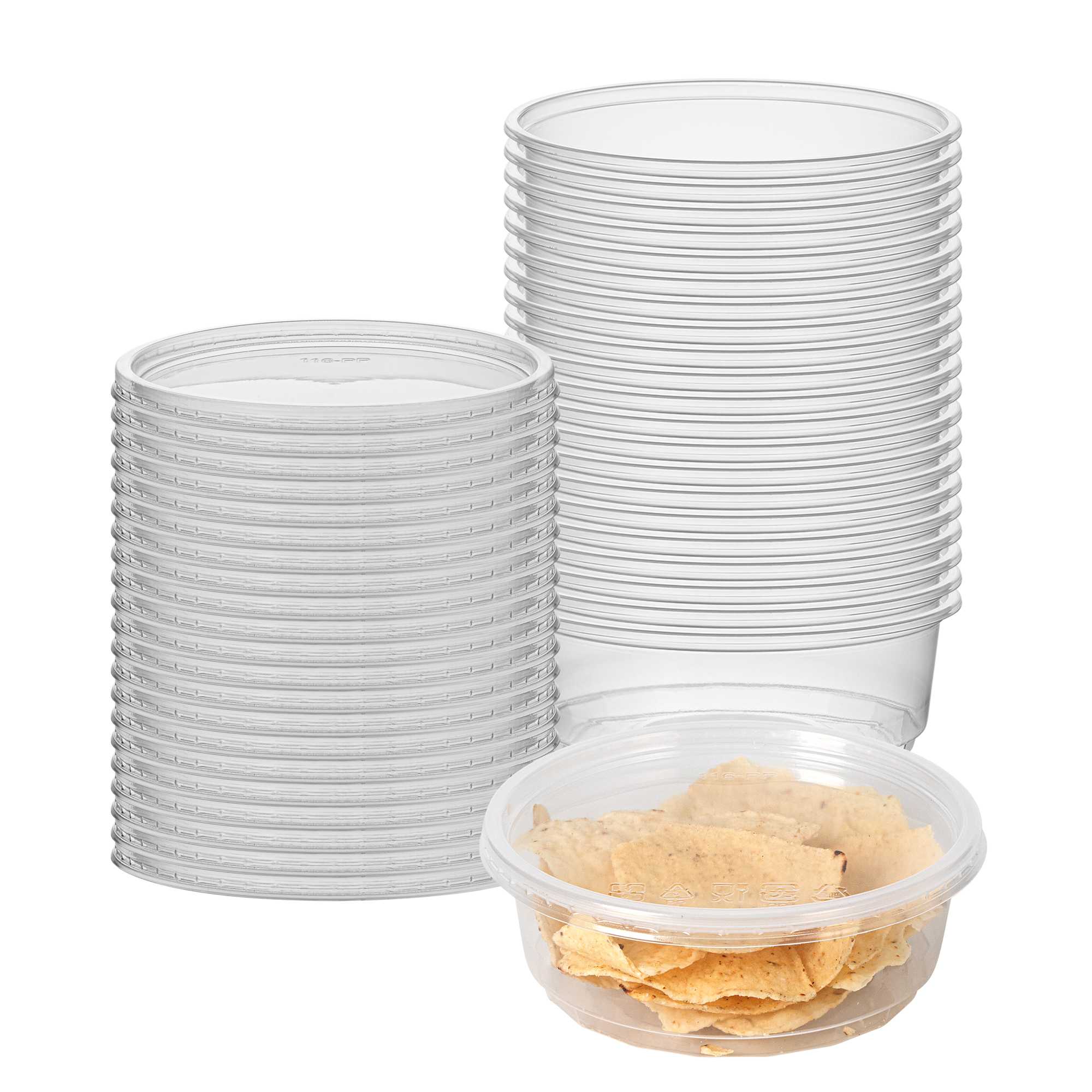SustainaLite 8 oz Clear Plastic To Go Deli Container - with Lid - 3 1/2" x 3 1/2" x 1 3/4" - 50 count box