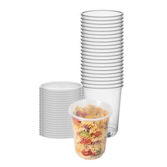 SustainaLite 32 oz Clear Plastic To Go Deli Container - with Lid - 2 3/4