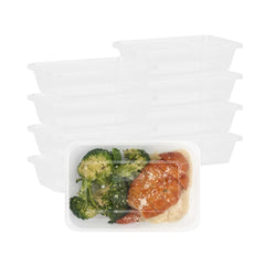 SustainaLite 17 oz Rectangle Clear Plastic Food Container - with Lid, Microwavable - 6