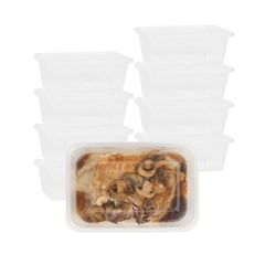 SustainaLite 34 oz Rectangle Clear Plastic Food Container - with Lid, Microwavable - 5 1/2