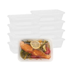 SustainaLite 42 oz Rectangle Clear Plastic Food Container - with Lid, Microwavable - 7