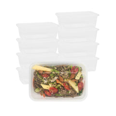 SustainaLite 51 oz Rectangle Clear Plastic Food Container - with Lid, Microwavable - 6 3/4