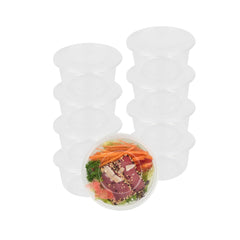 SustainaLite 15 oz Round Clear Plastic Food Container - with Lid, Microwavable - 2 3/4
