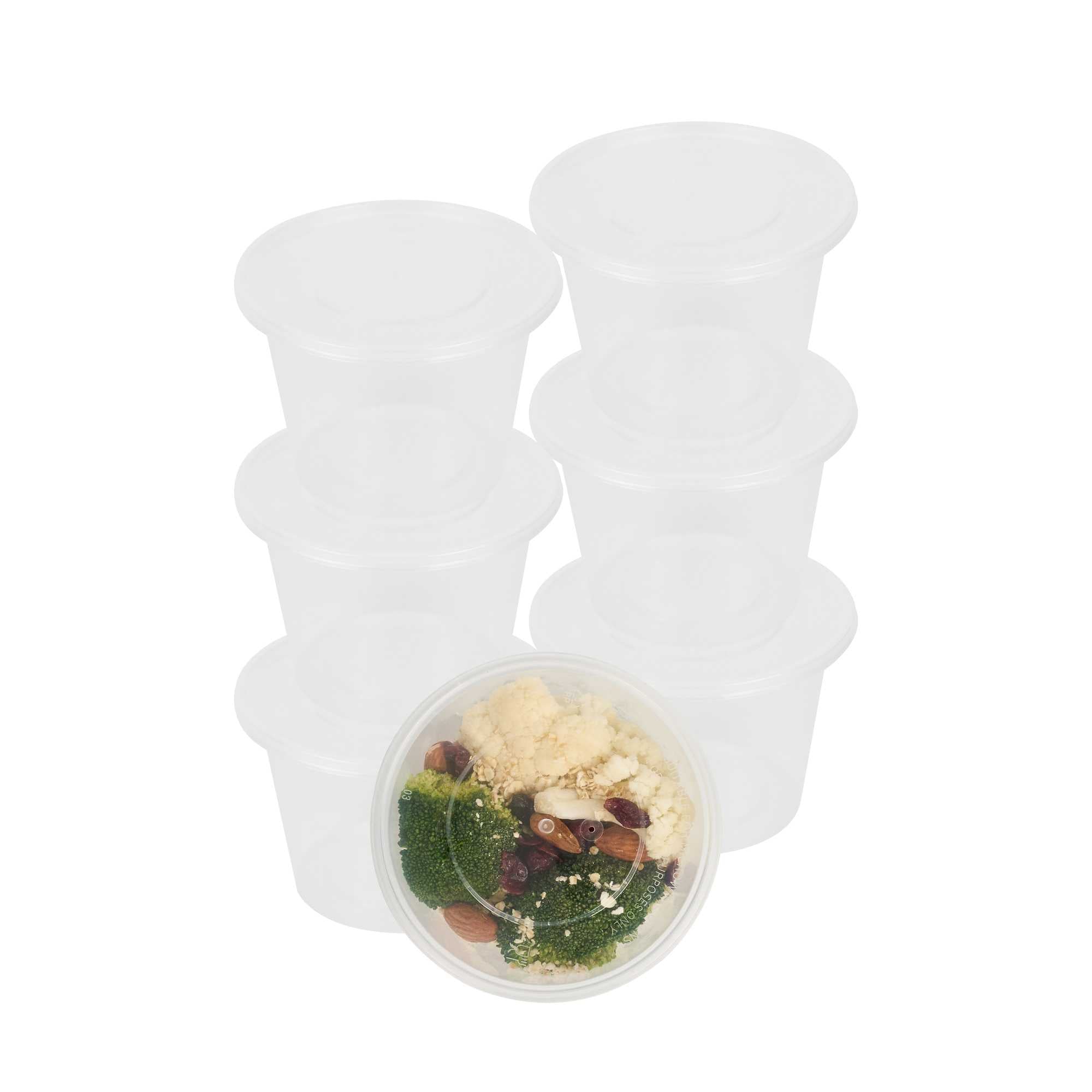 SustainaLite 17 oz Round Clear Plastic Food Container - with Lid, Microwavable - 3 1/4" x 3 1/4" x 3 1/4" - 450 count box