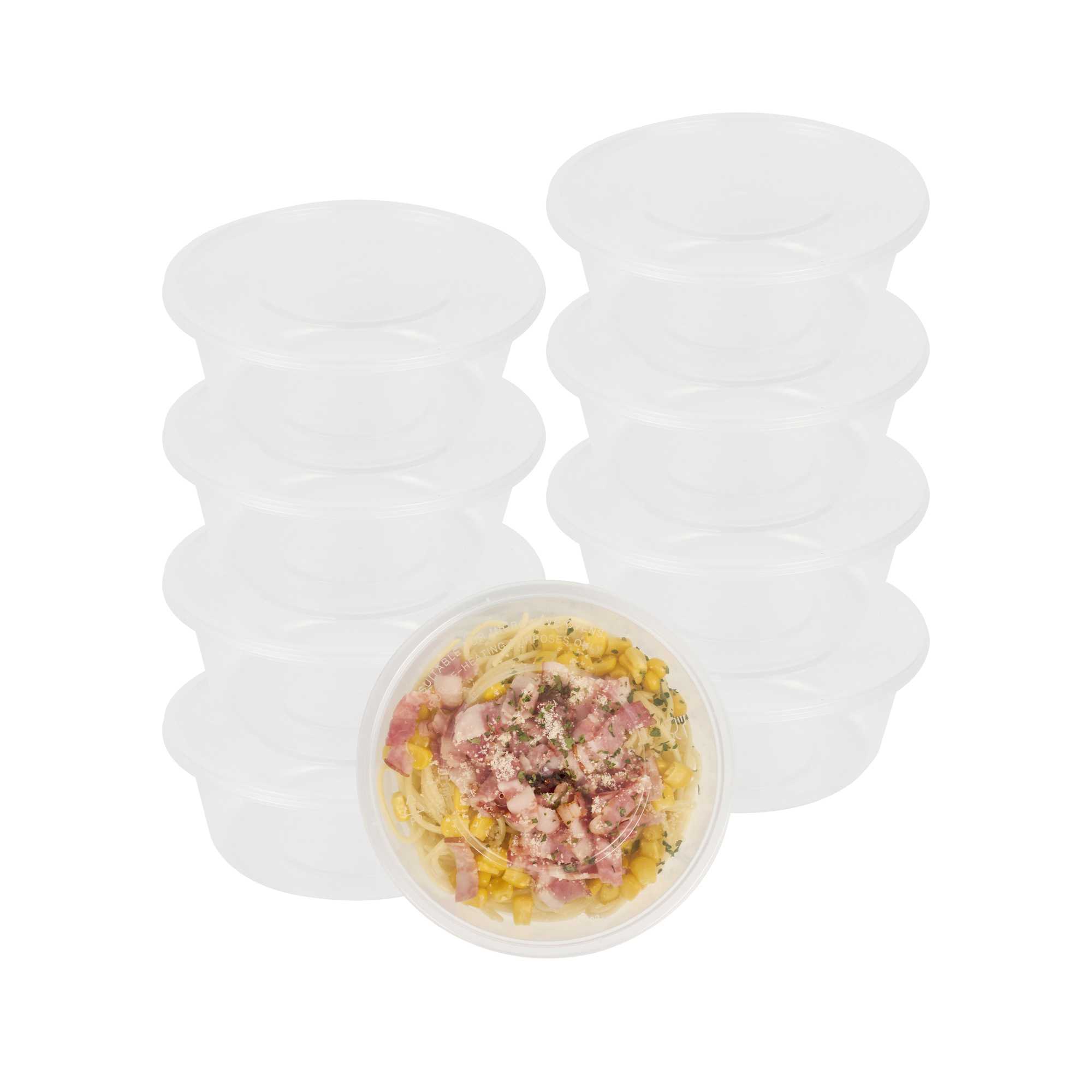 SustainaLite 21 oz Round Clear Plastic Food Container - with Lid, Microwavable - 6" x 6" x 2 1/4" - 50 count box