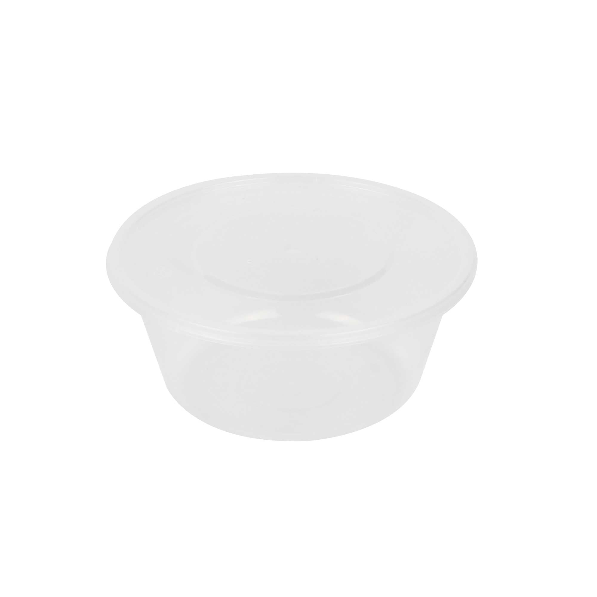 SustainaLite 25 oz Round Clear Plastic Food Container - with Lid, Microwavable - 3" x 3" x 2 1/2" - 300 count box