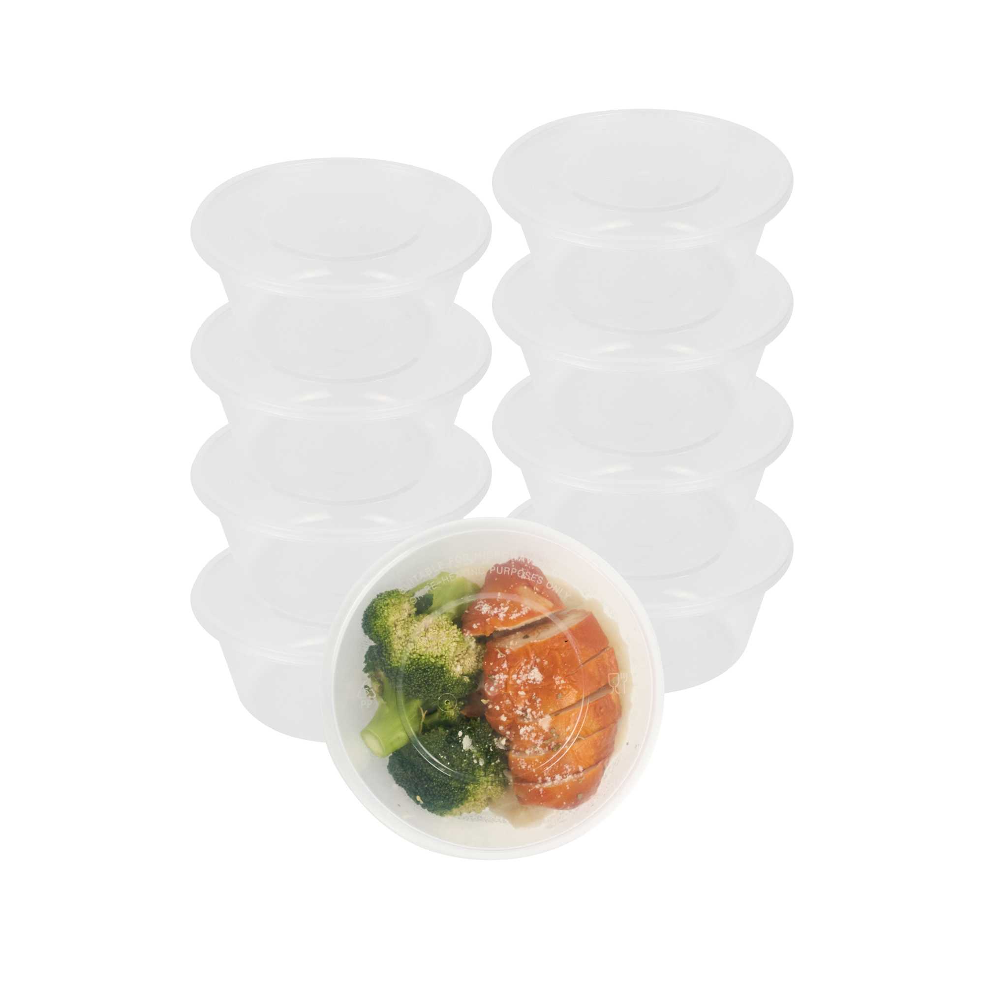 SustainaLite 25 oz Round Clear Plastic Food Container - with Lid, Microwavable - 3" x 3" x 2 1/2" - 300 count box