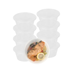 SustainaLite 27 oz Round Clear Plastic Food Container - with Lid, Microwavable - 4 1/4