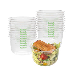 Sustain 16 oz U-Shape Clear PLA Plastic Deli Container - Compostable - 4 3/4