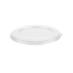 Pulp Safe Round Clear PET Plastic Flat Lid - Fits 32 oz Bagasse Bowl - 100 count box