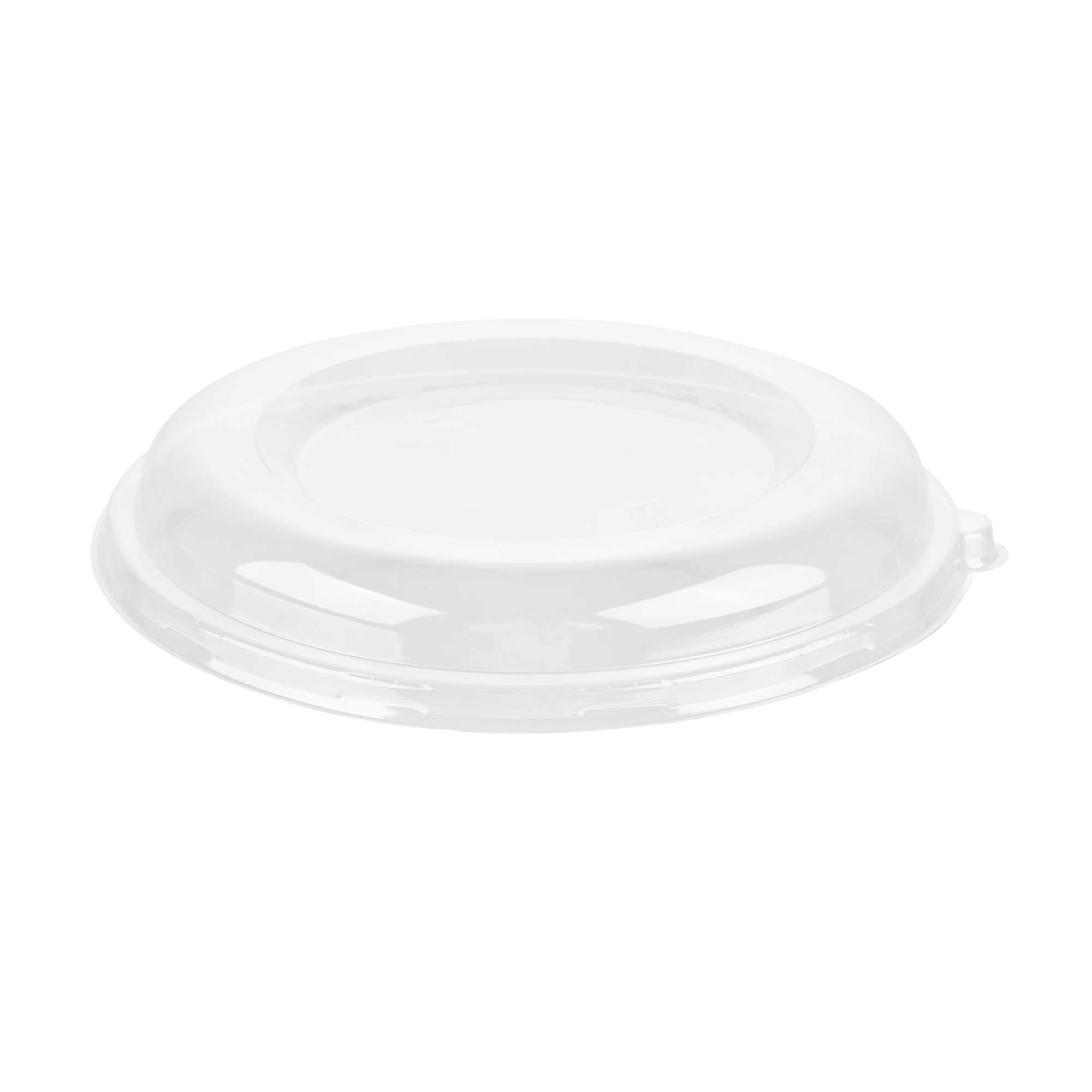 Pulp Safe Round Clear PET Plastic Dome Lid - Fits 32 oz Bagasse Bowl - 50 count box