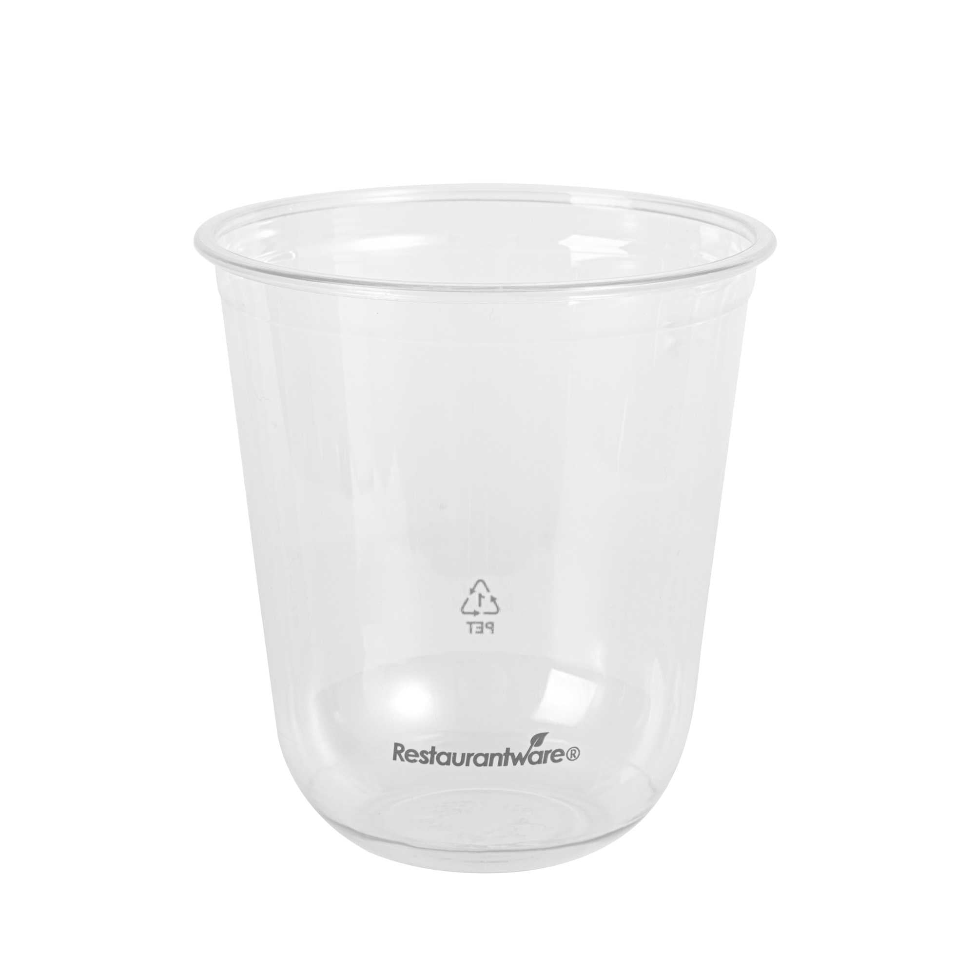 Visage 12 oz U-Shape Clear PET Plastic Drinking Cup - Rounded Bottom 3 1/2" x 3 1/2" x 3 3/4" - 50 count box