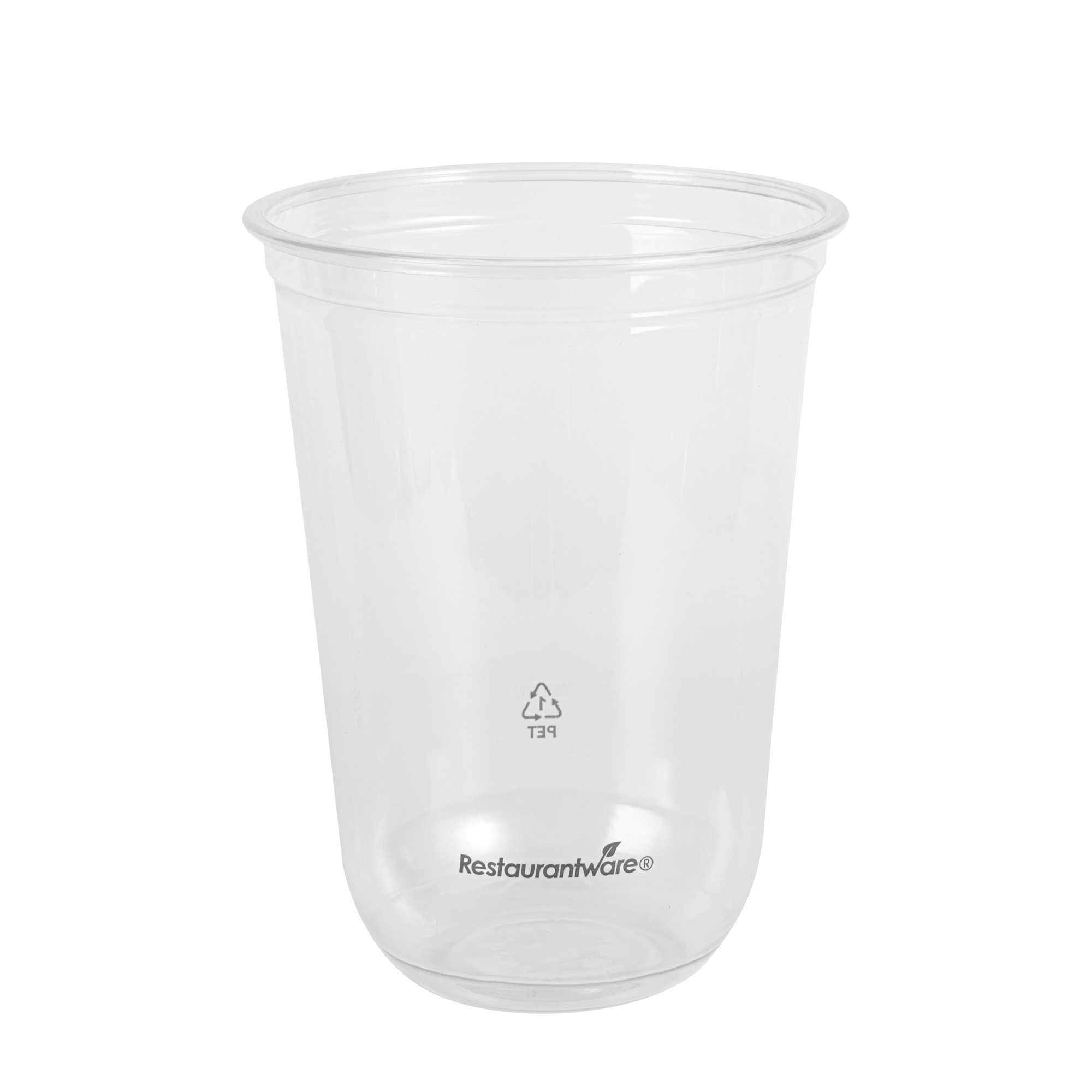 Visage 16 oz U-Shape Clear PET Plastic Drinking Cup - Rounded Bottom 3 1/2" x 3 1/2" x 4 3/4" - 50 count box
