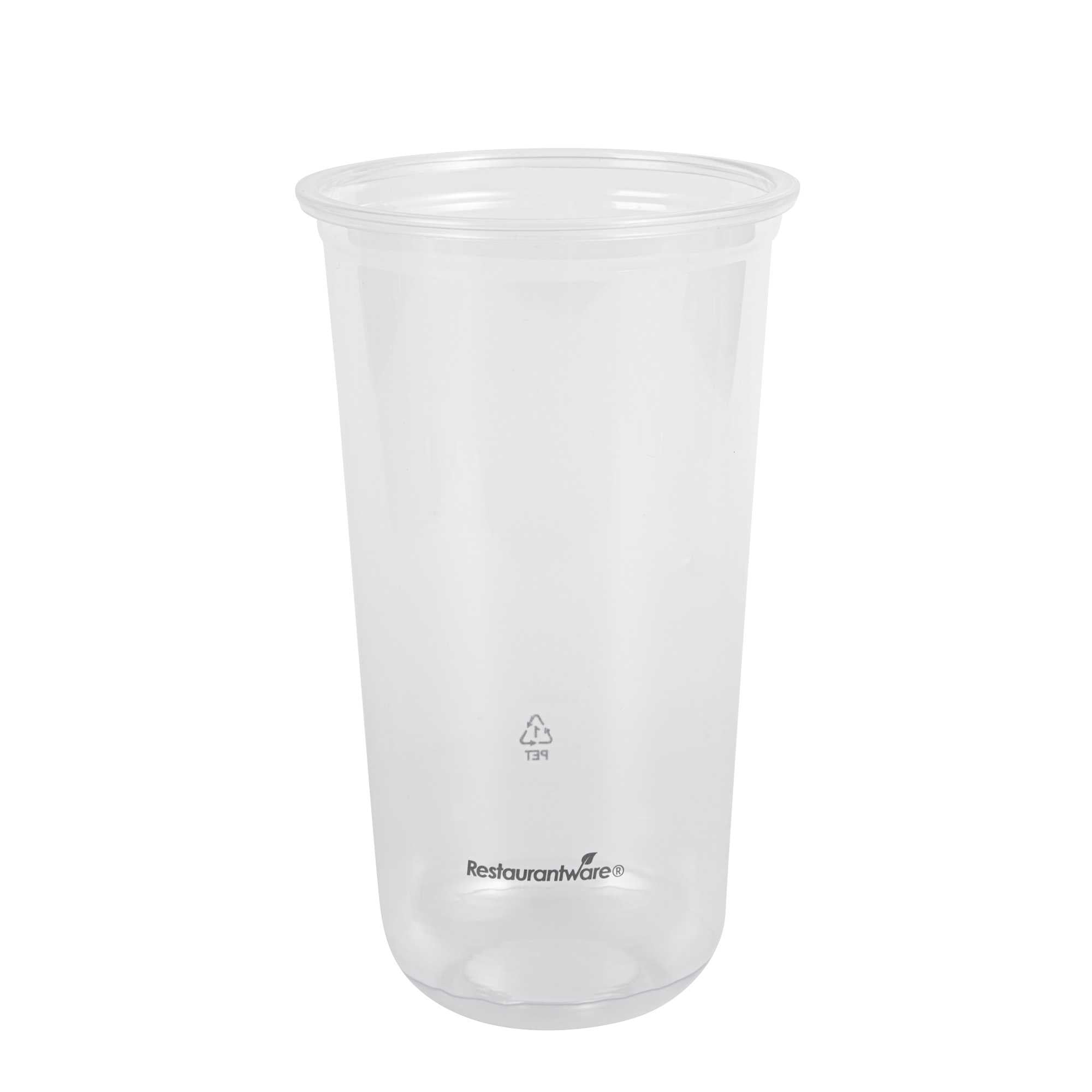 Visage 20 oz U-Shape Clear PET Plastic Drinking Cup - Rounded Bottom 3 1/2" x 3 1/2" x 6" - 50 count box