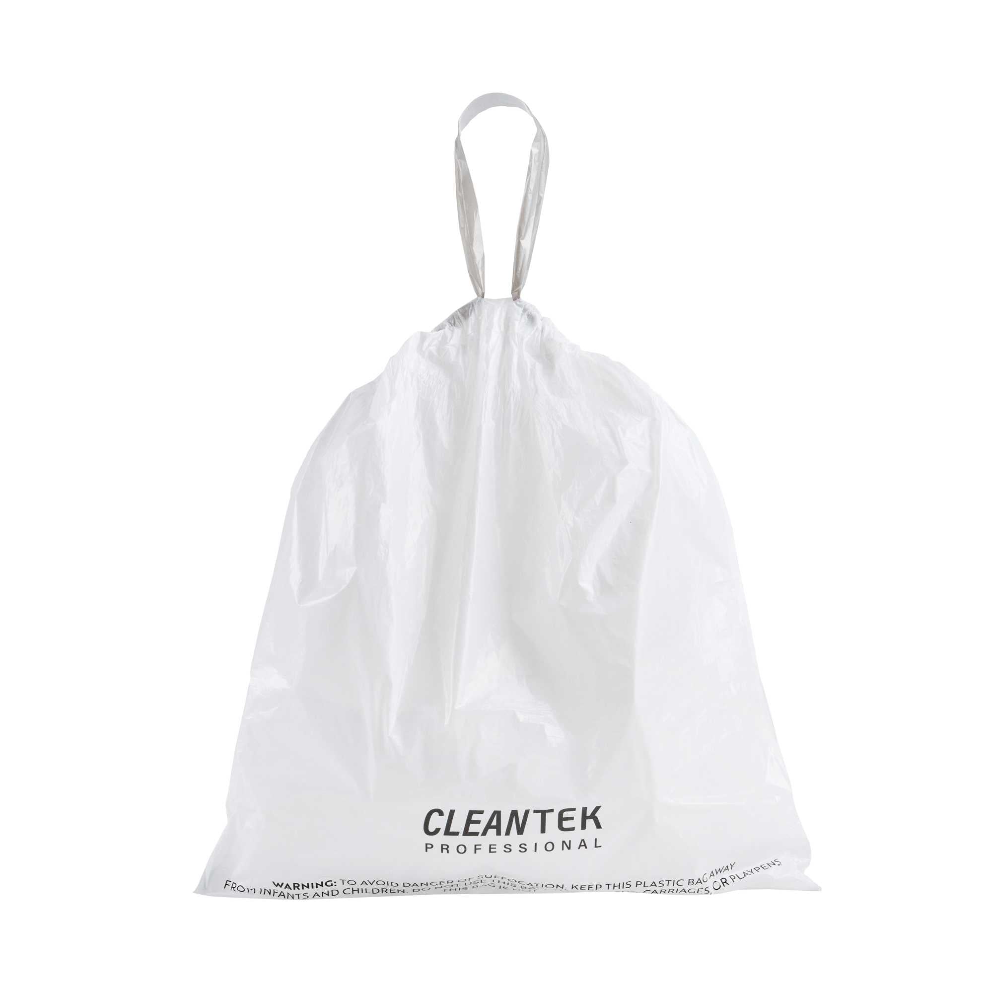 Clean Tek Professional 8 gal White Plastic Trash Can Liner - Medium Density, Drawstring Closure - 22" x 22" - 50 count box