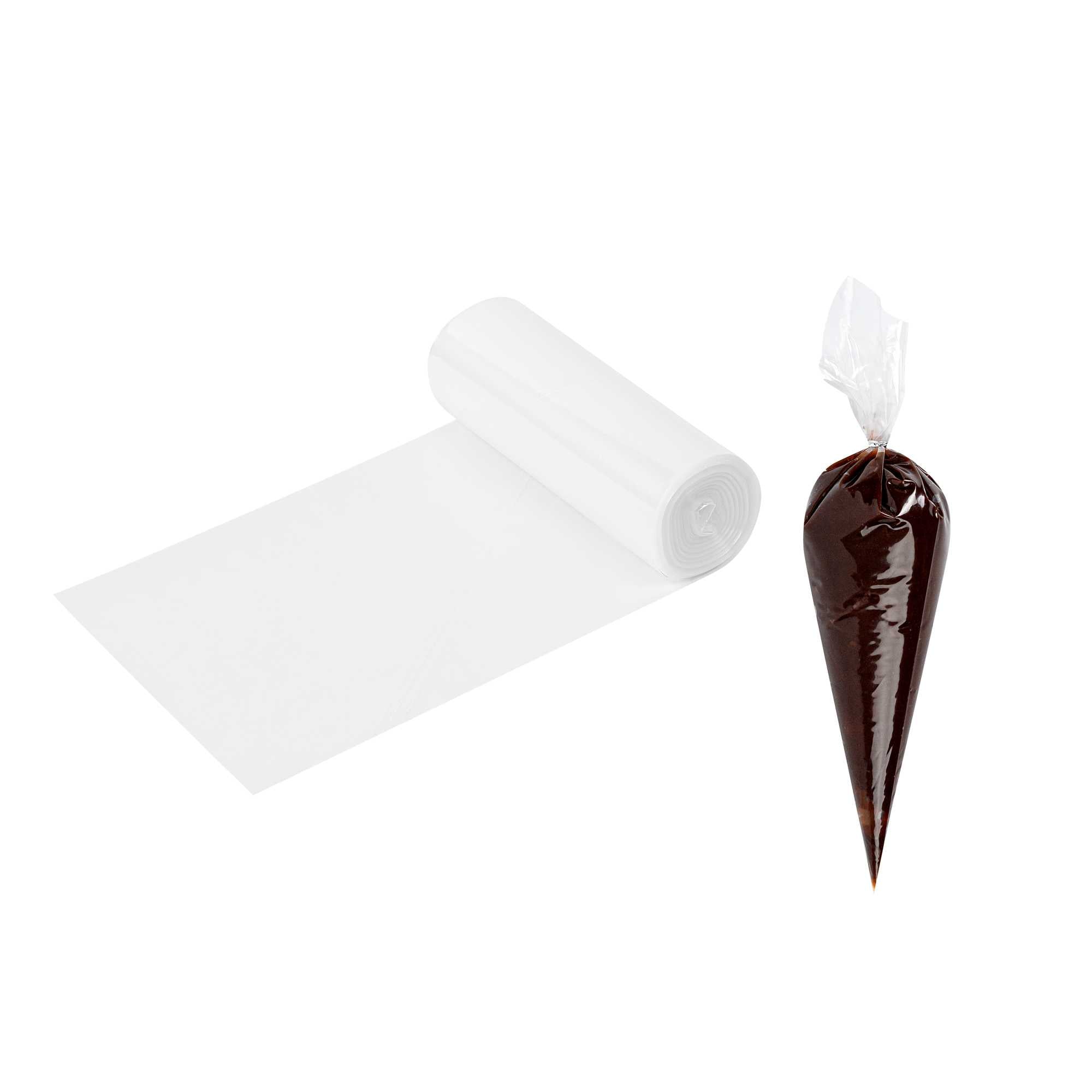 Pastry Tek Clear Plastic Disposable Pastry Piping Bag - 100 Bags / Roll, Angled Edge - 12" - 1 count box