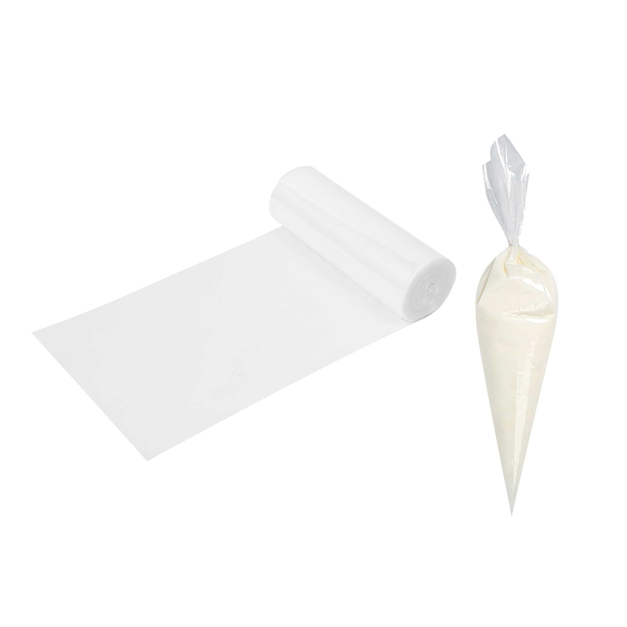 Pastry Tek Clear Plastic Disposable Pastry Piping Bag - 100 Bags / Roll, Angled Edge - 16" - 1 count box